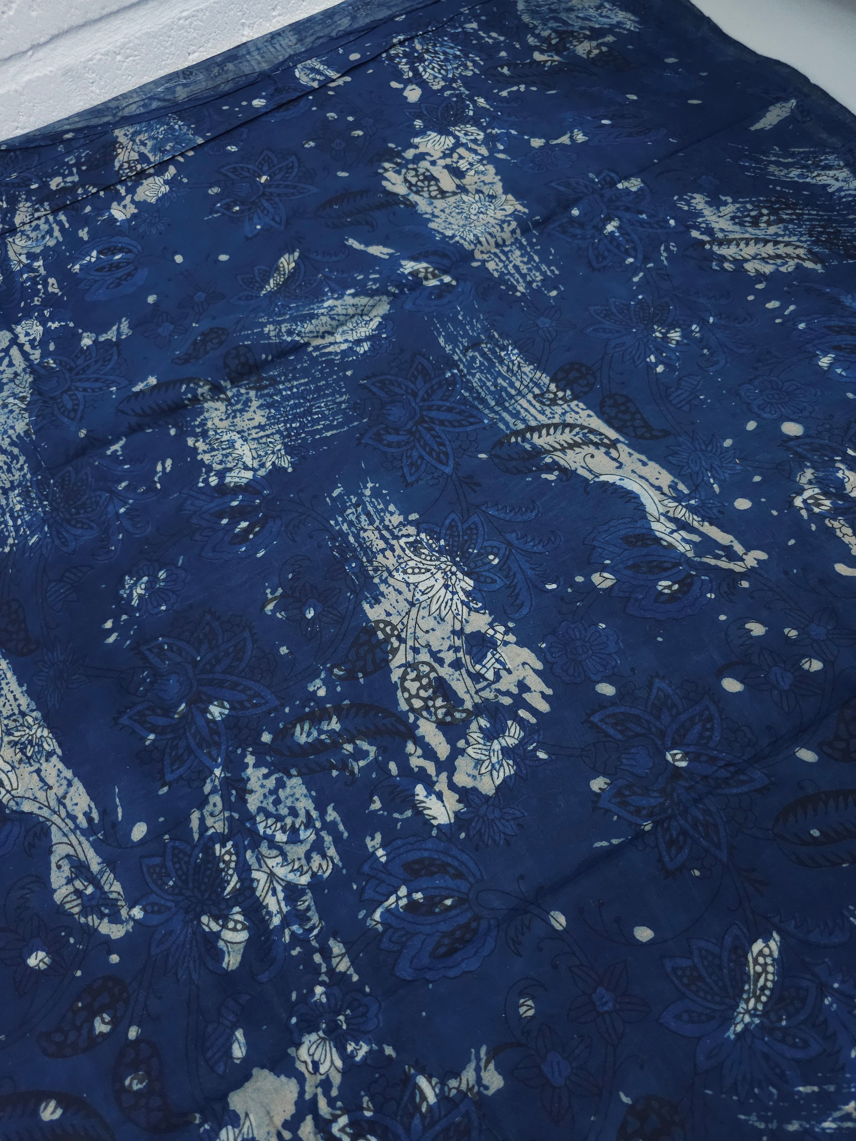 Deep Blue Static Paisley Block Print Cotton