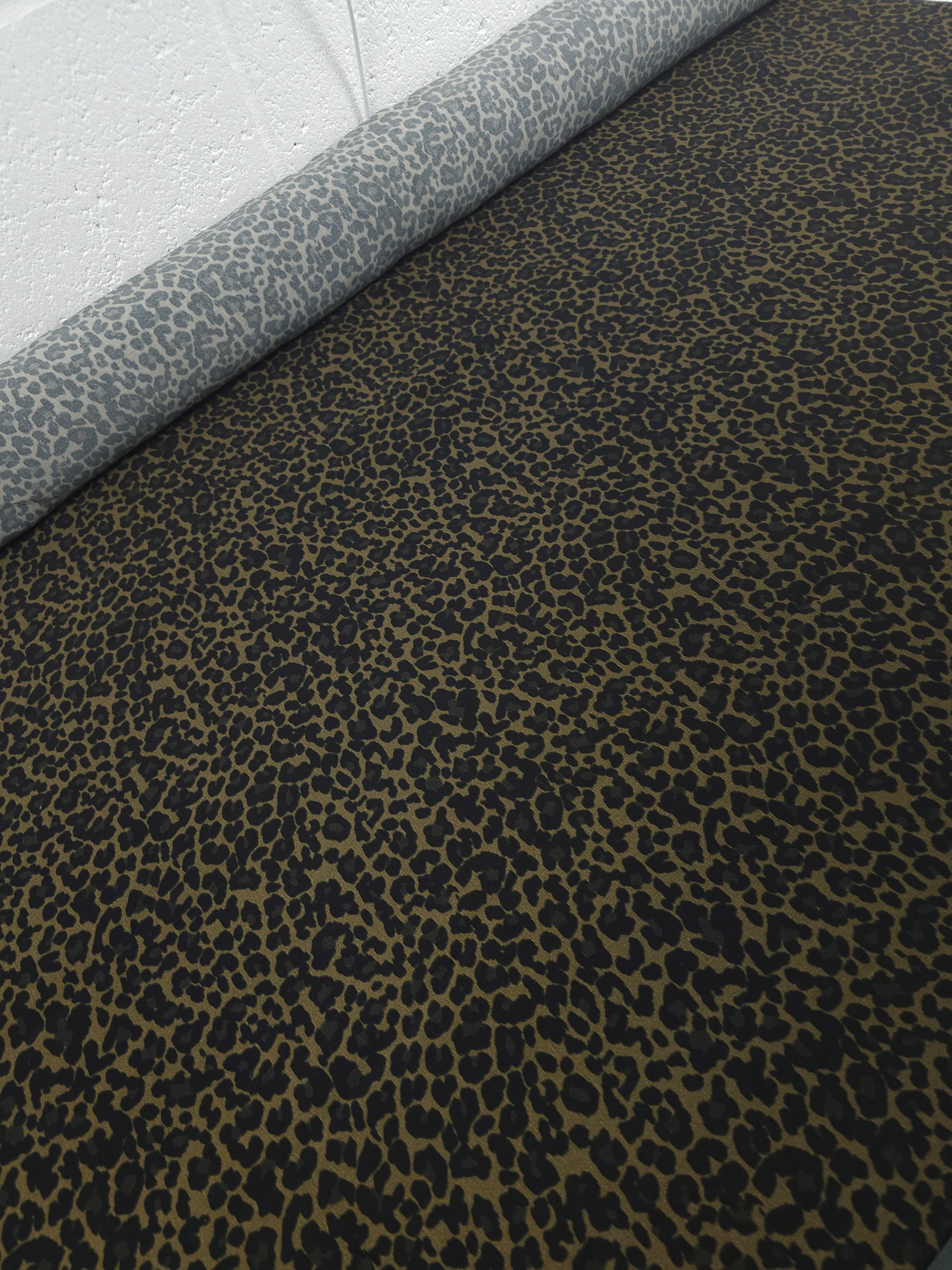 Moss Khaki Leopard Viscose Crepe