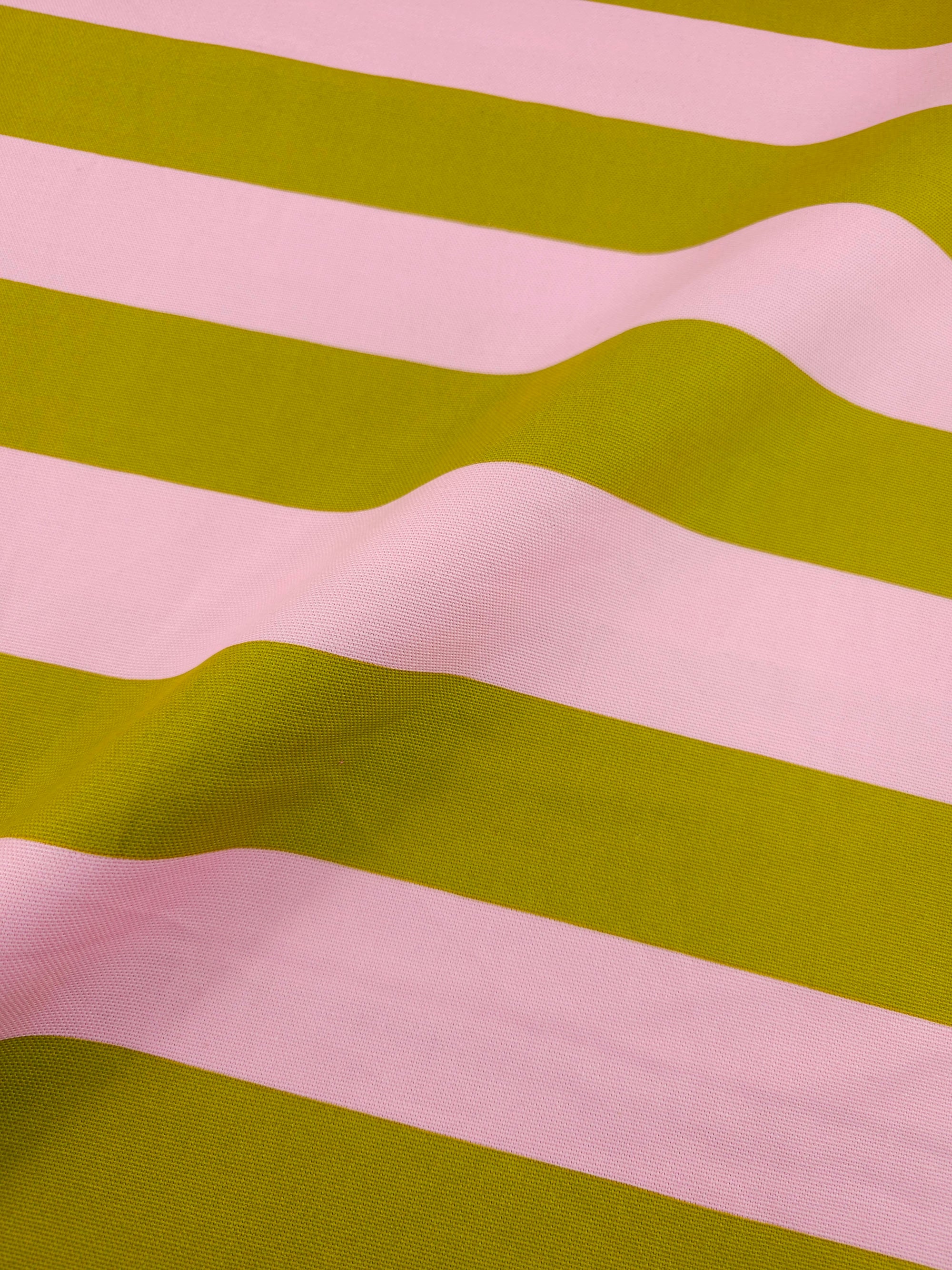 Pink/Mustard Green Block Stripe Lightweight Canvas Cotton