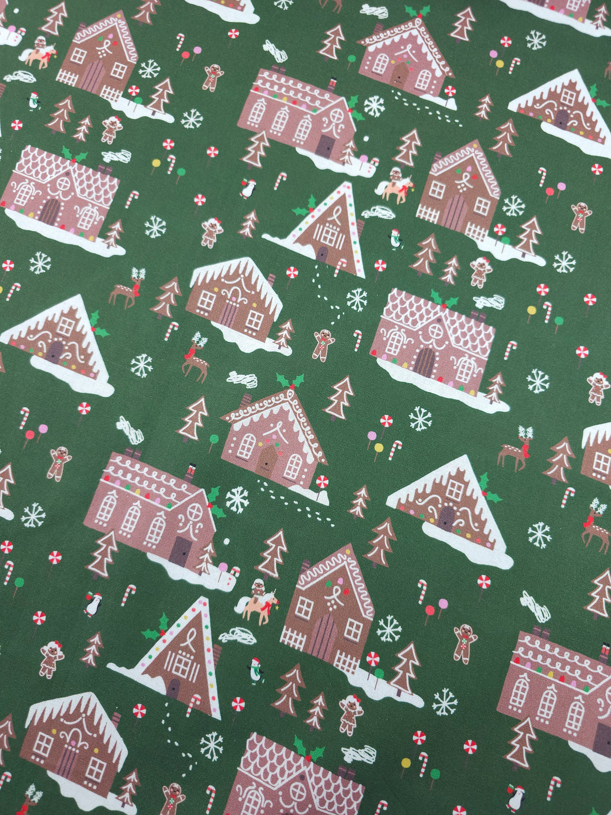 Dark Green Gingerbread Houses 100% Cotton - Joann