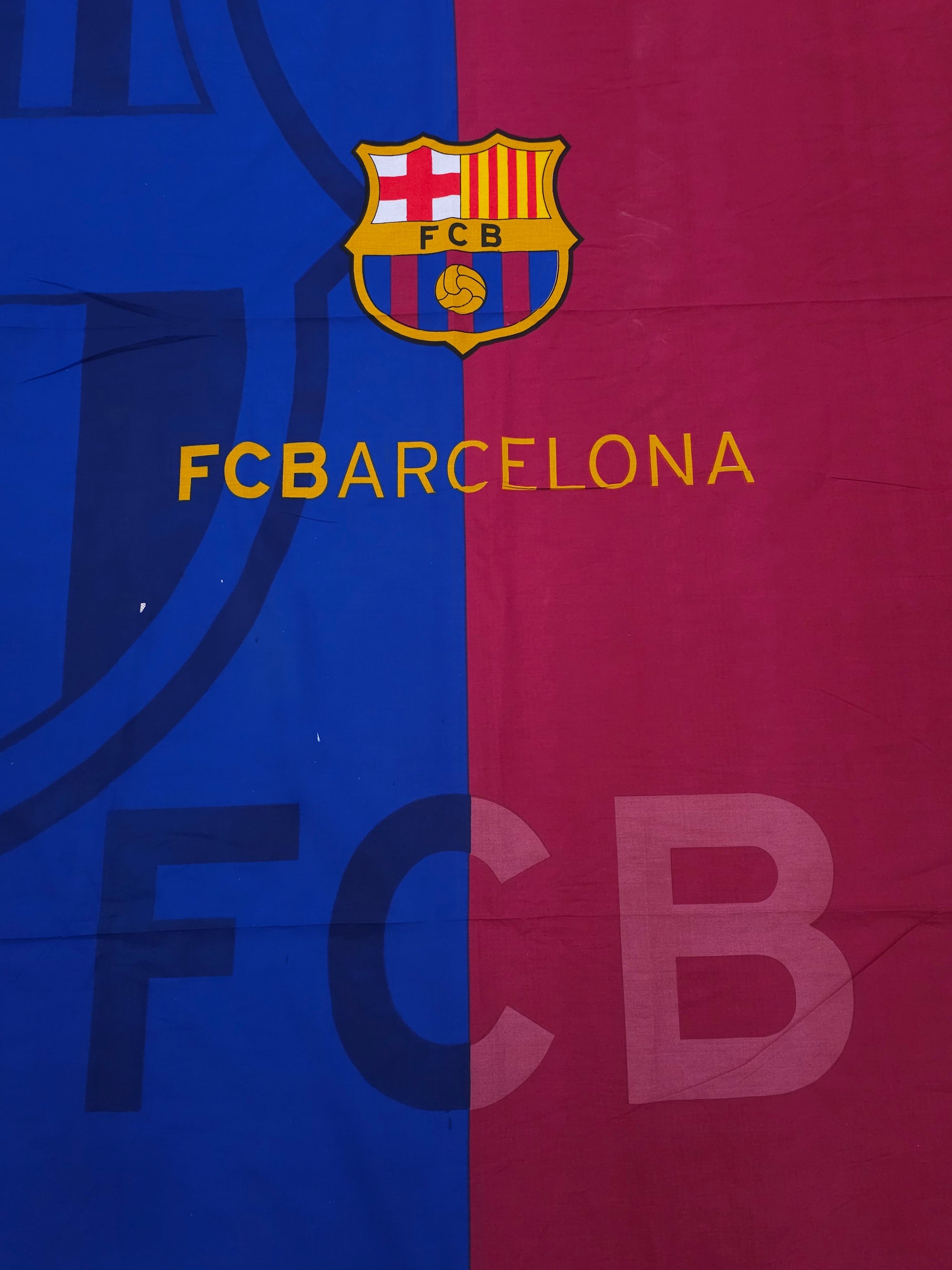 FC Barcelona Emblem 100% Cotton Football Fabric - 1.90m Panel *EXTRA WIDE*