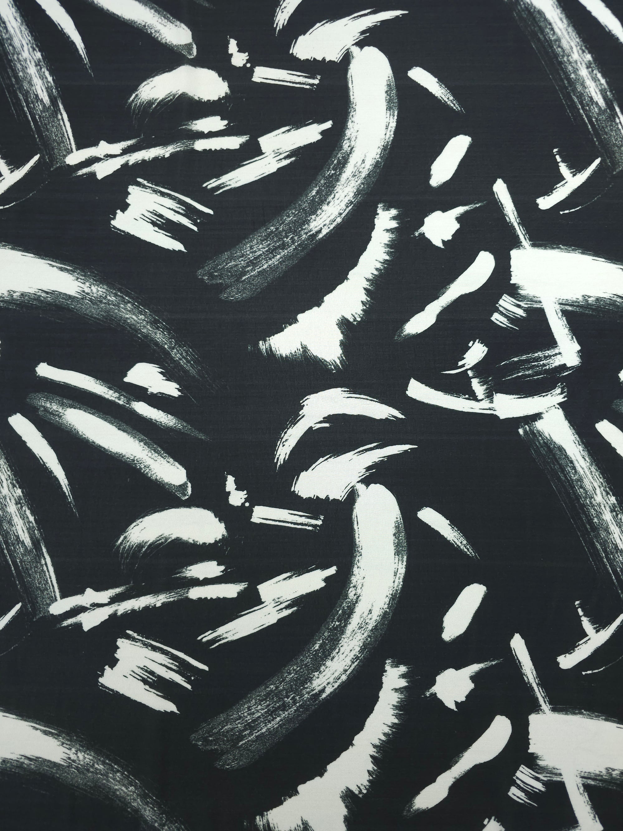 Black Abstract Brushstroke Slinky Rayon Jersey