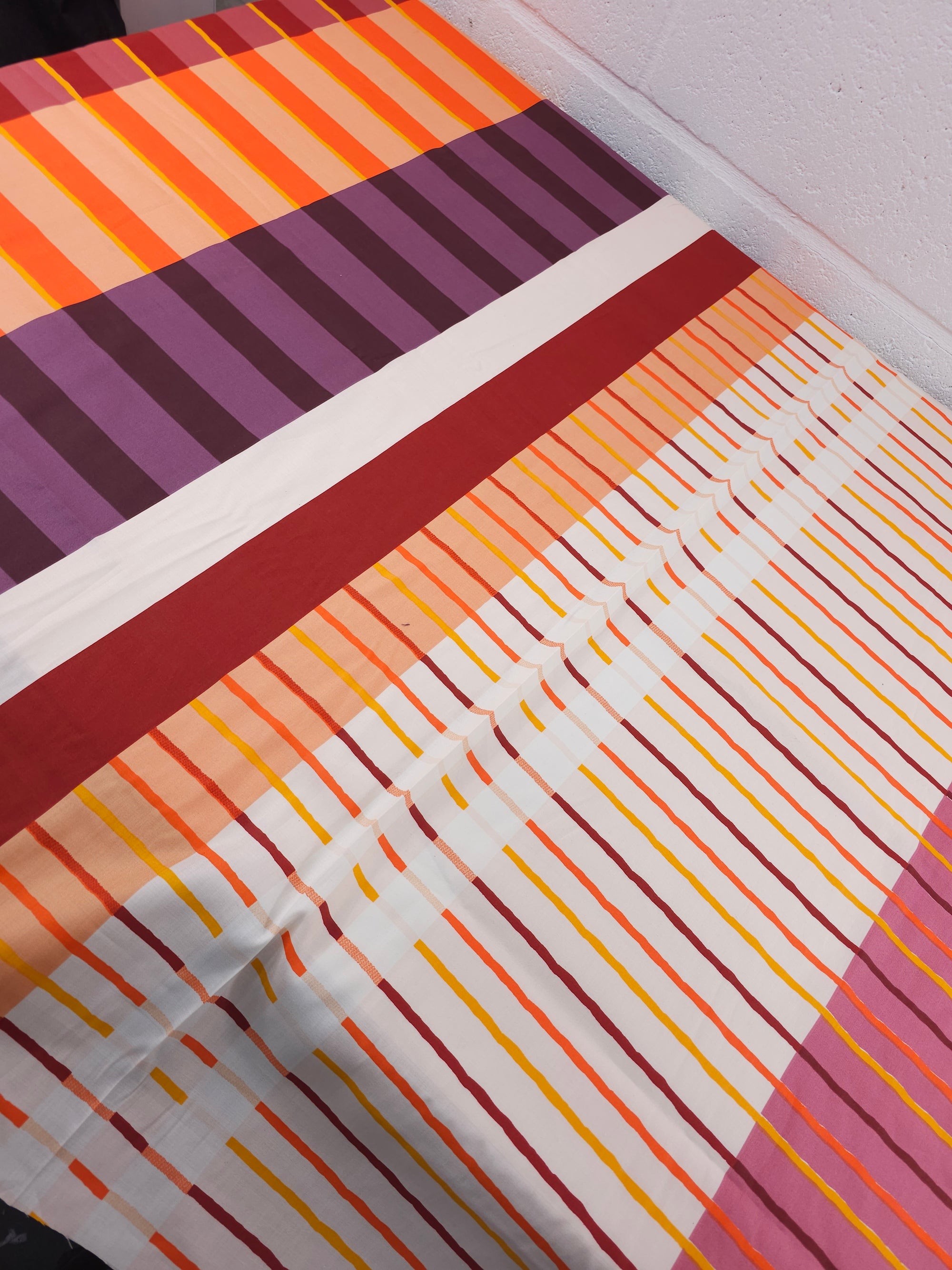 Orange/Plum Irregular Stripe Shifter 100% Cotton 62"