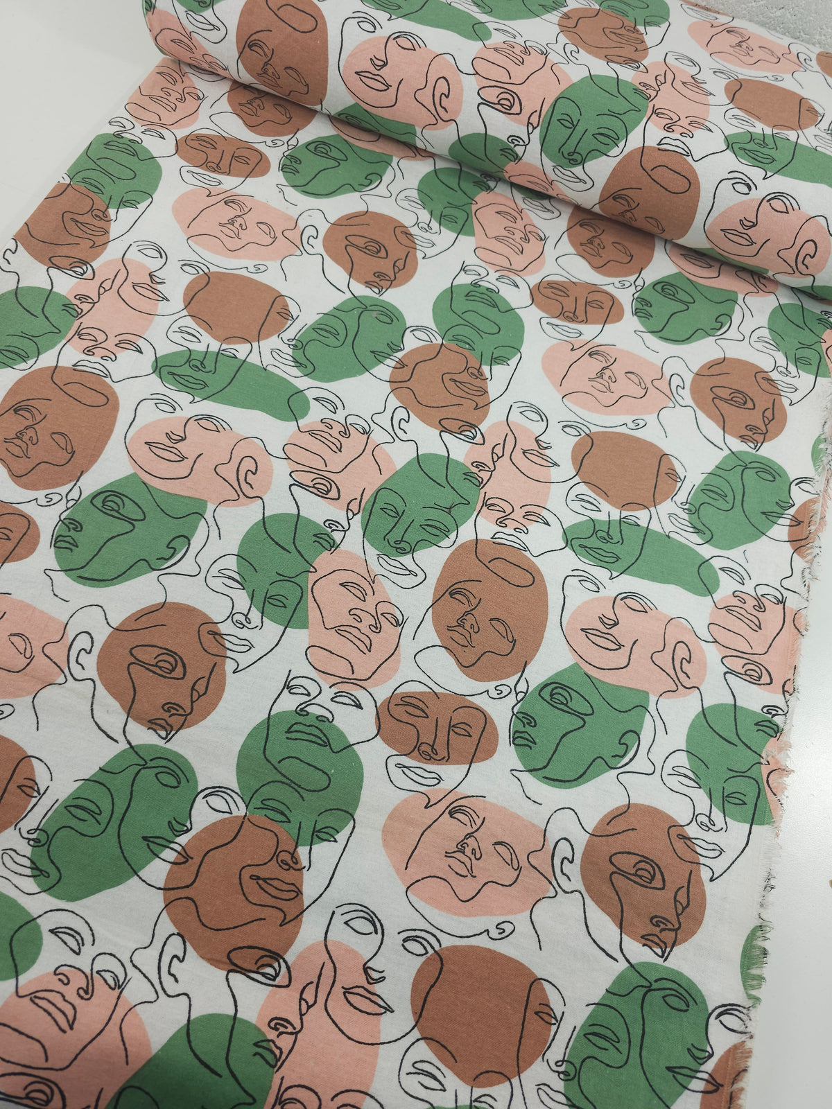 Abstract Sketched Faces Lightweight Flannel Cotton - Joann