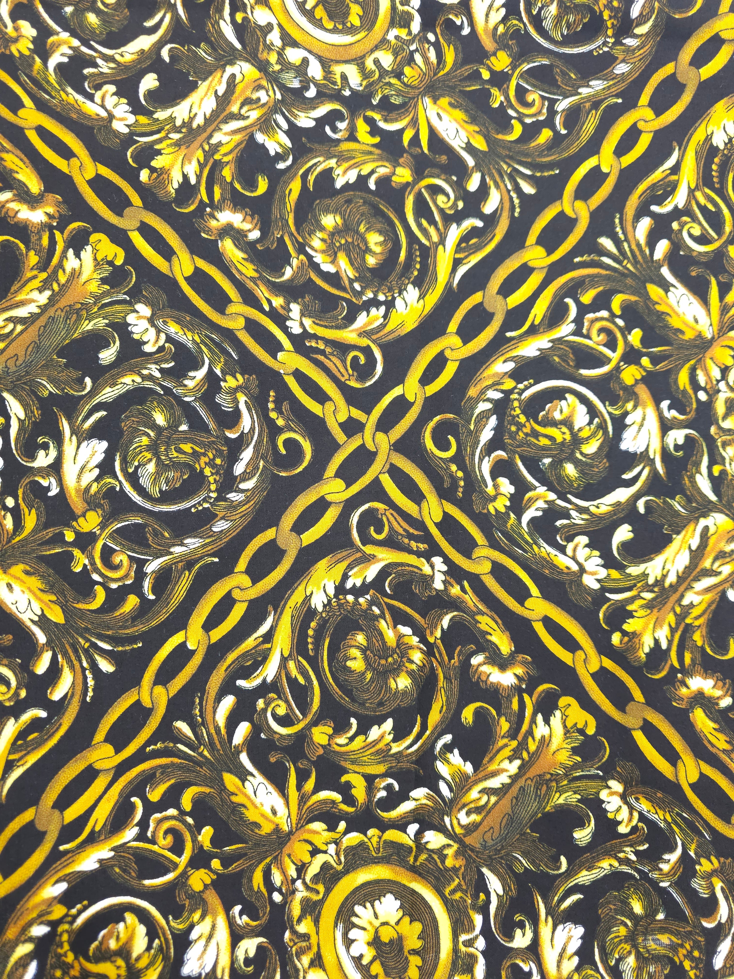 Gold Chain Baroque Viscose Challis - 2m Piece
