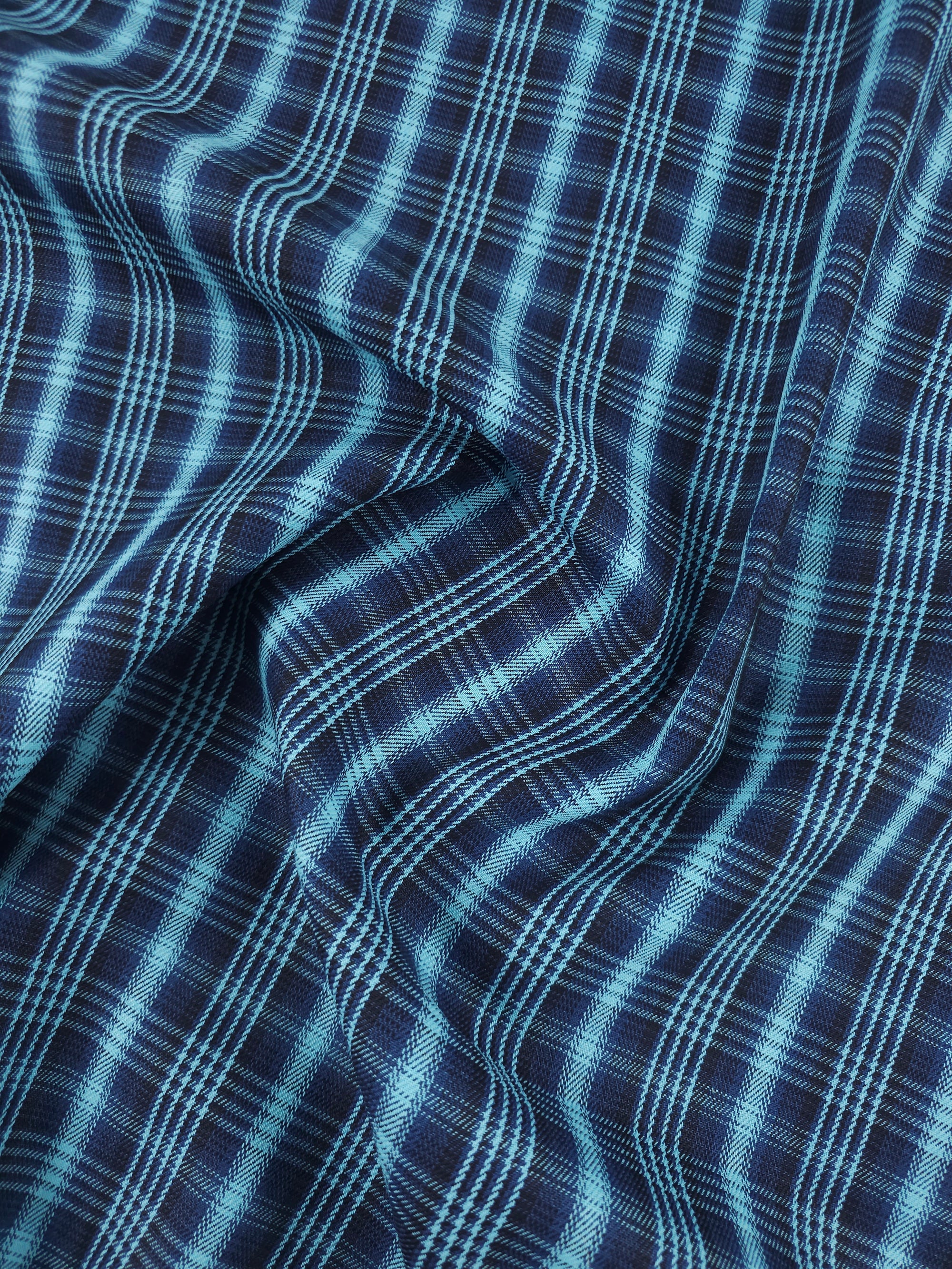 Light Blue/Navy Tartan Denim