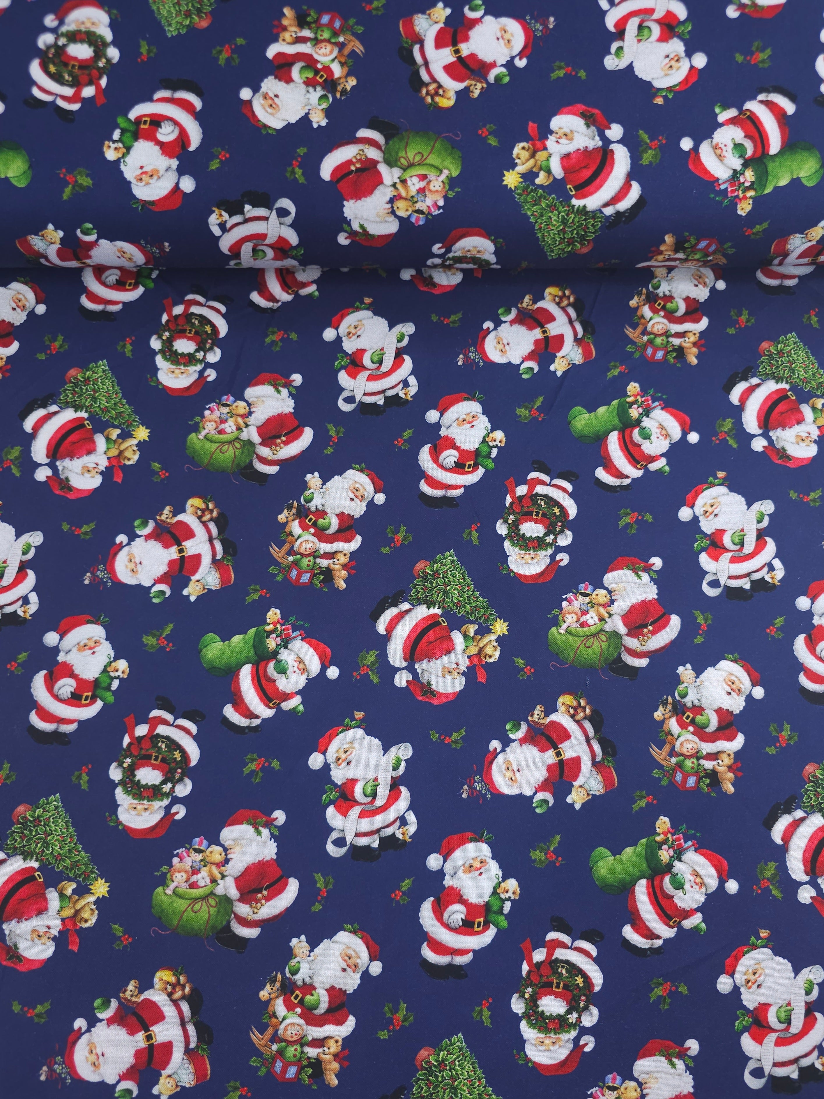 Navy Jolly Santa 100% Cotton