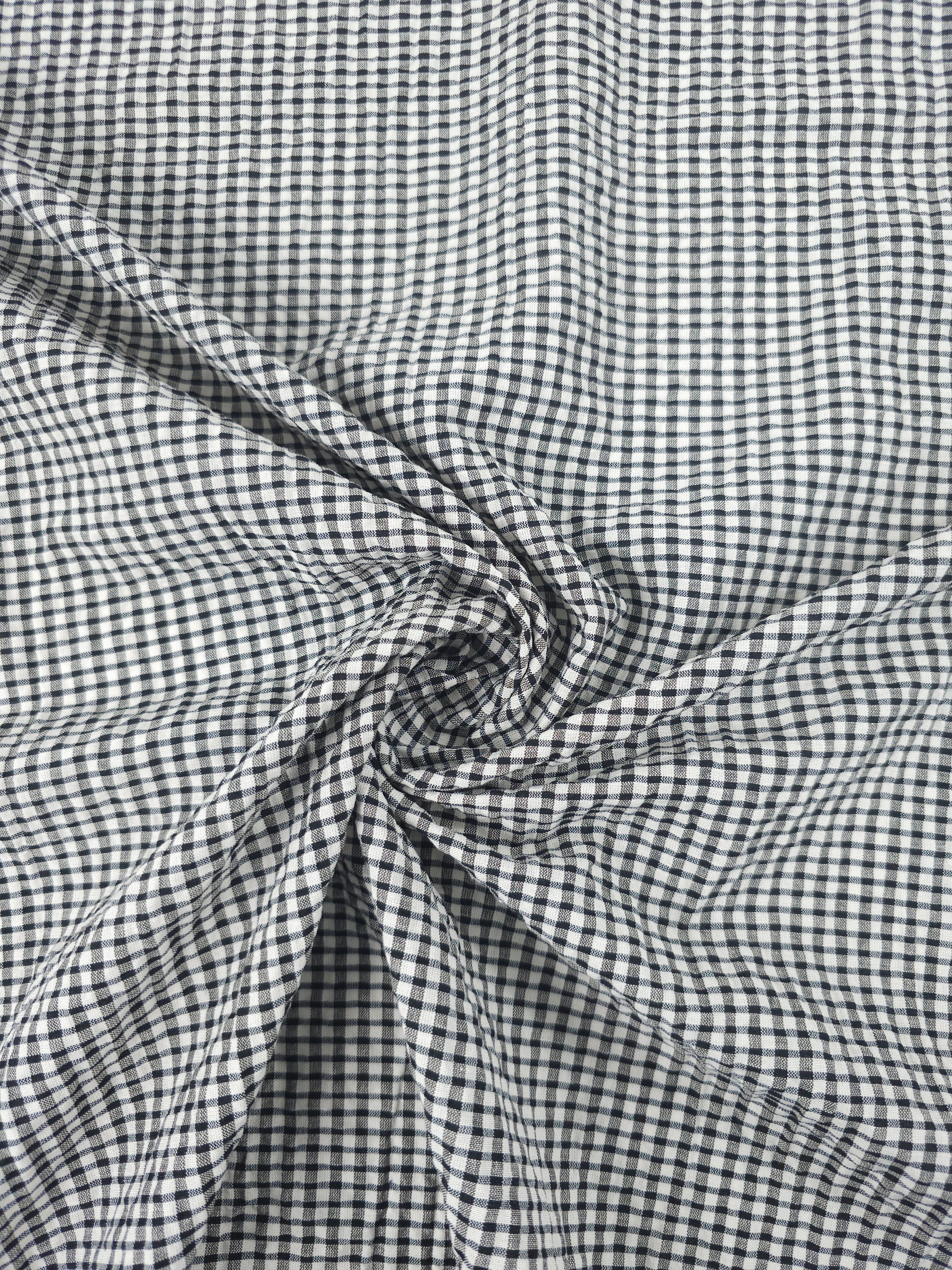 Black/White Mini Gingham Poly Cotton