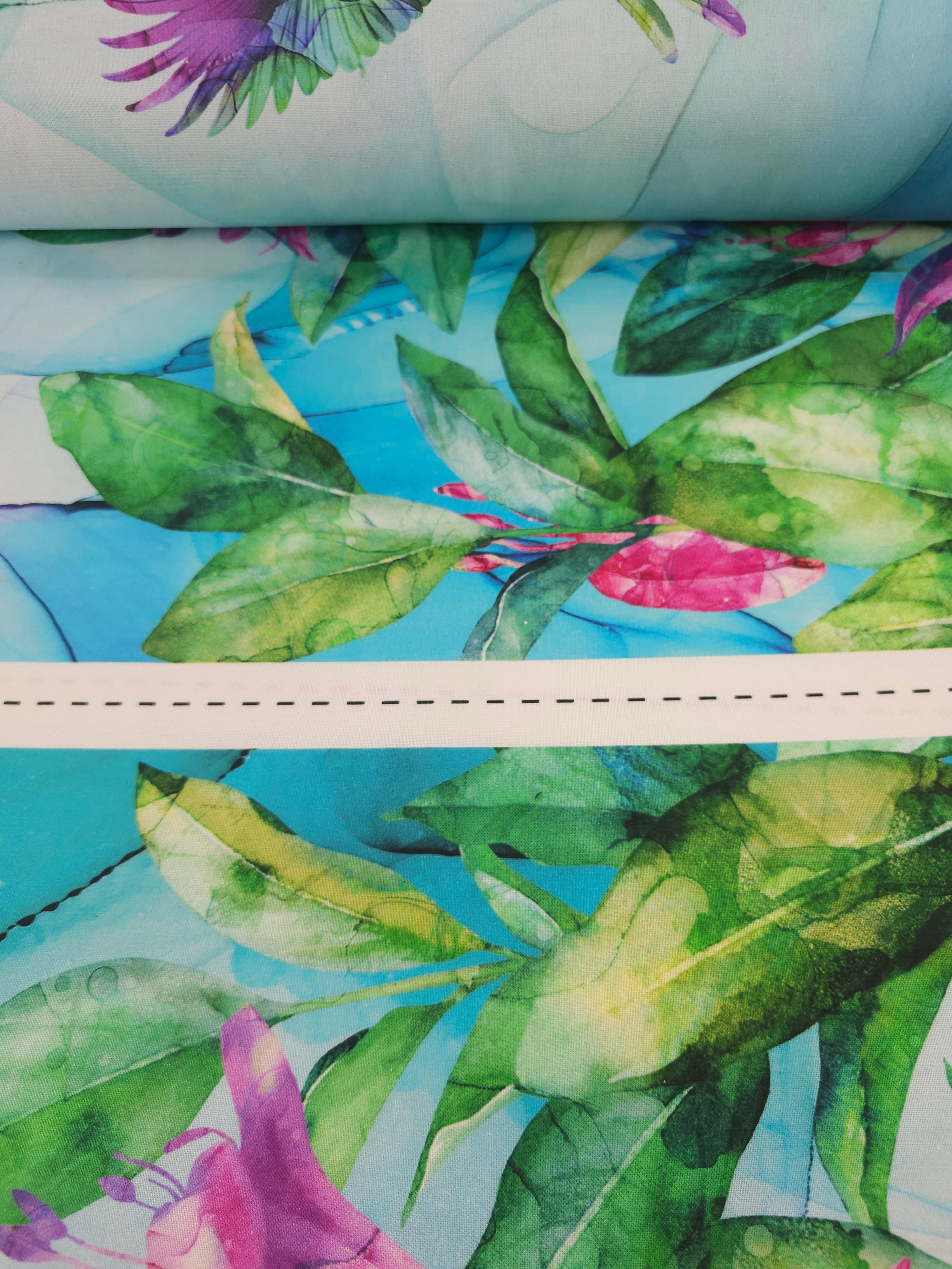 Hummingbird Floral Valley 100% Cotton - 75cm Panel