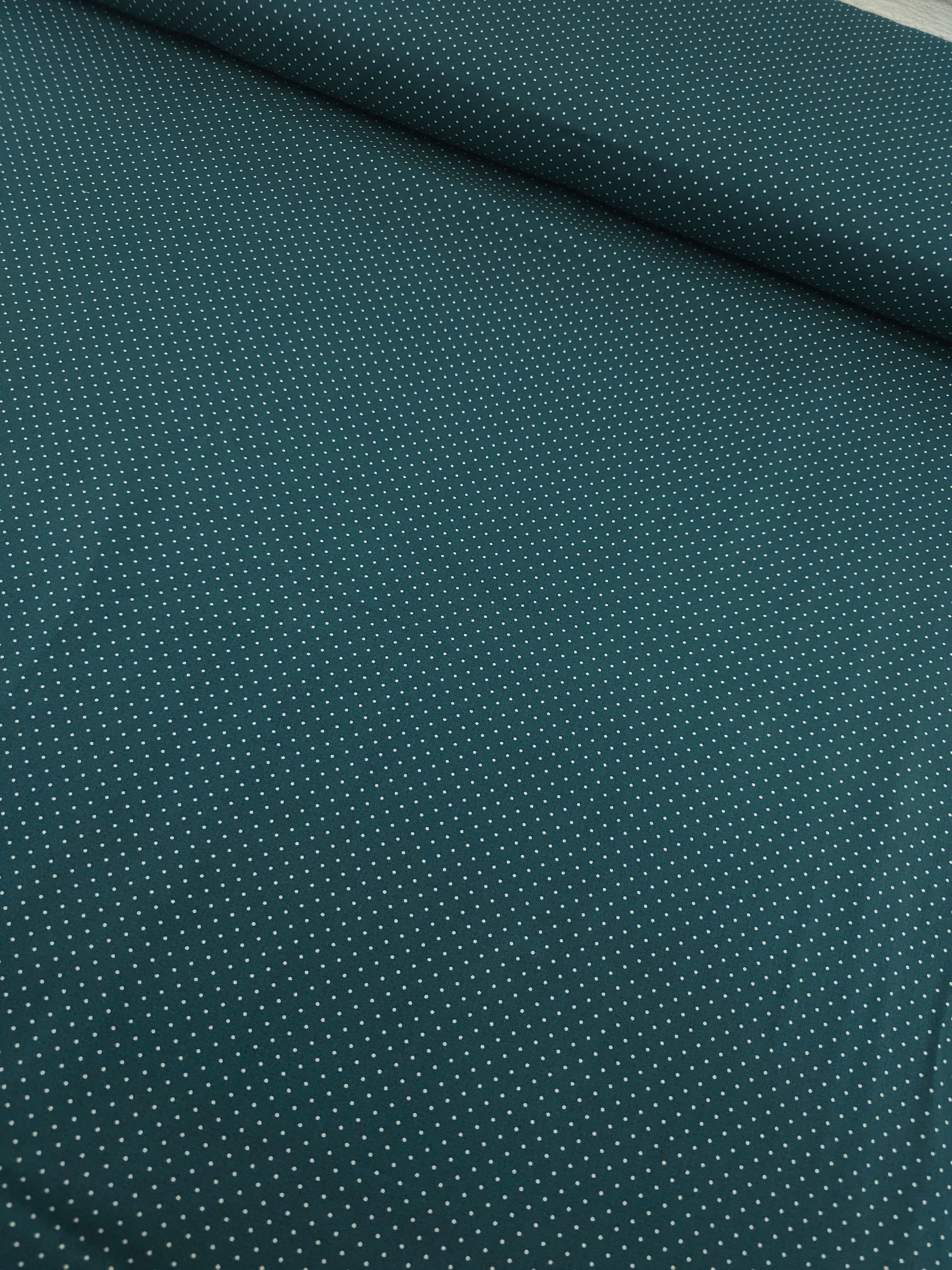 Deep Teal Micro Polka Dot 100% Cotton 60"