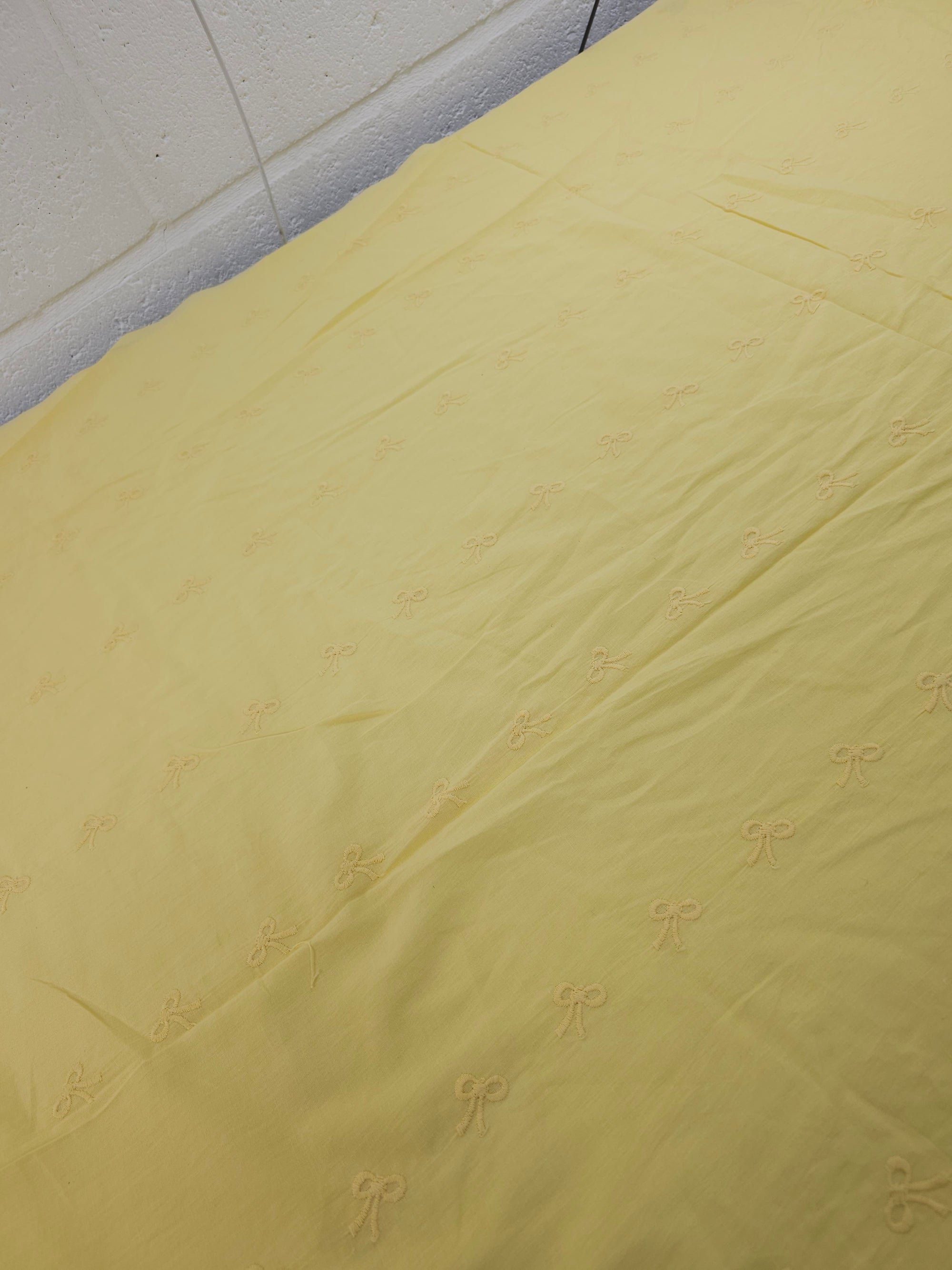 Butter Yellow Bow Floral Cambric Cotton Broderie Anglaise