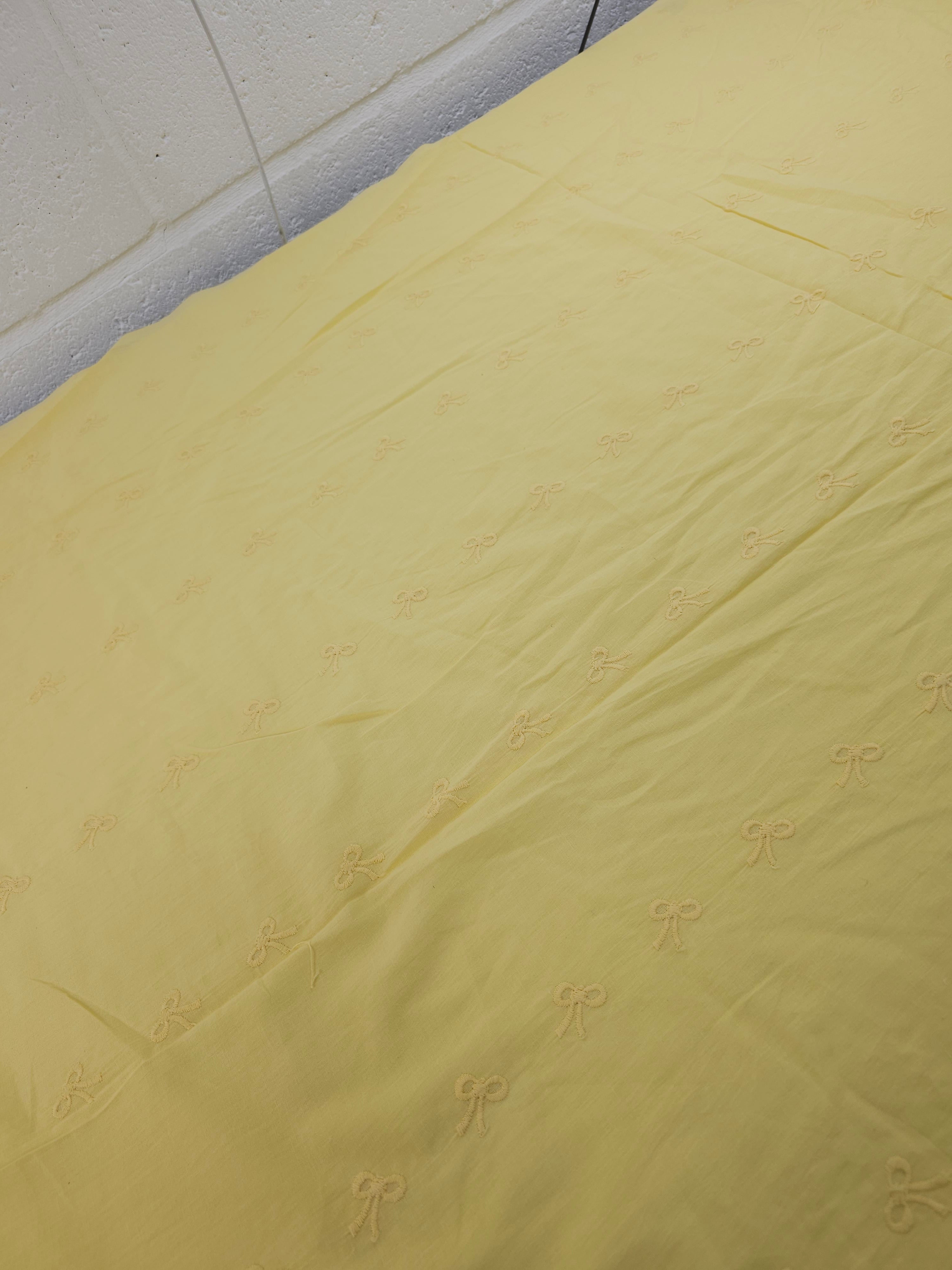 Butter Yellow Bow Floral Cambric Cotton Broderie Anglaise
