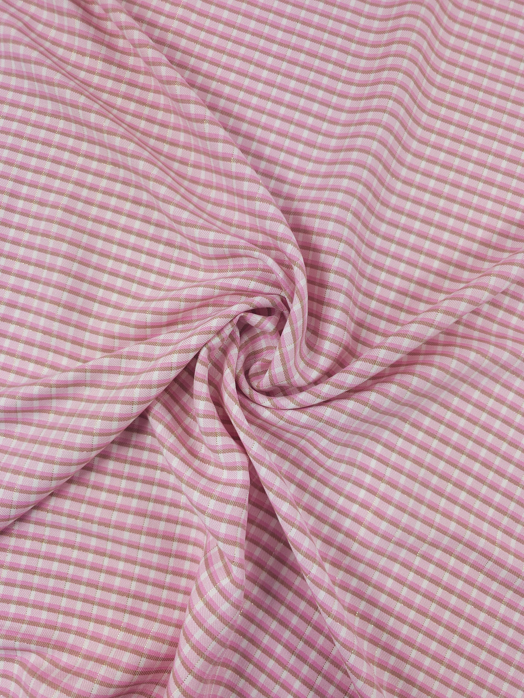 Pink/Gold Lurex Mini Gingham Viscose