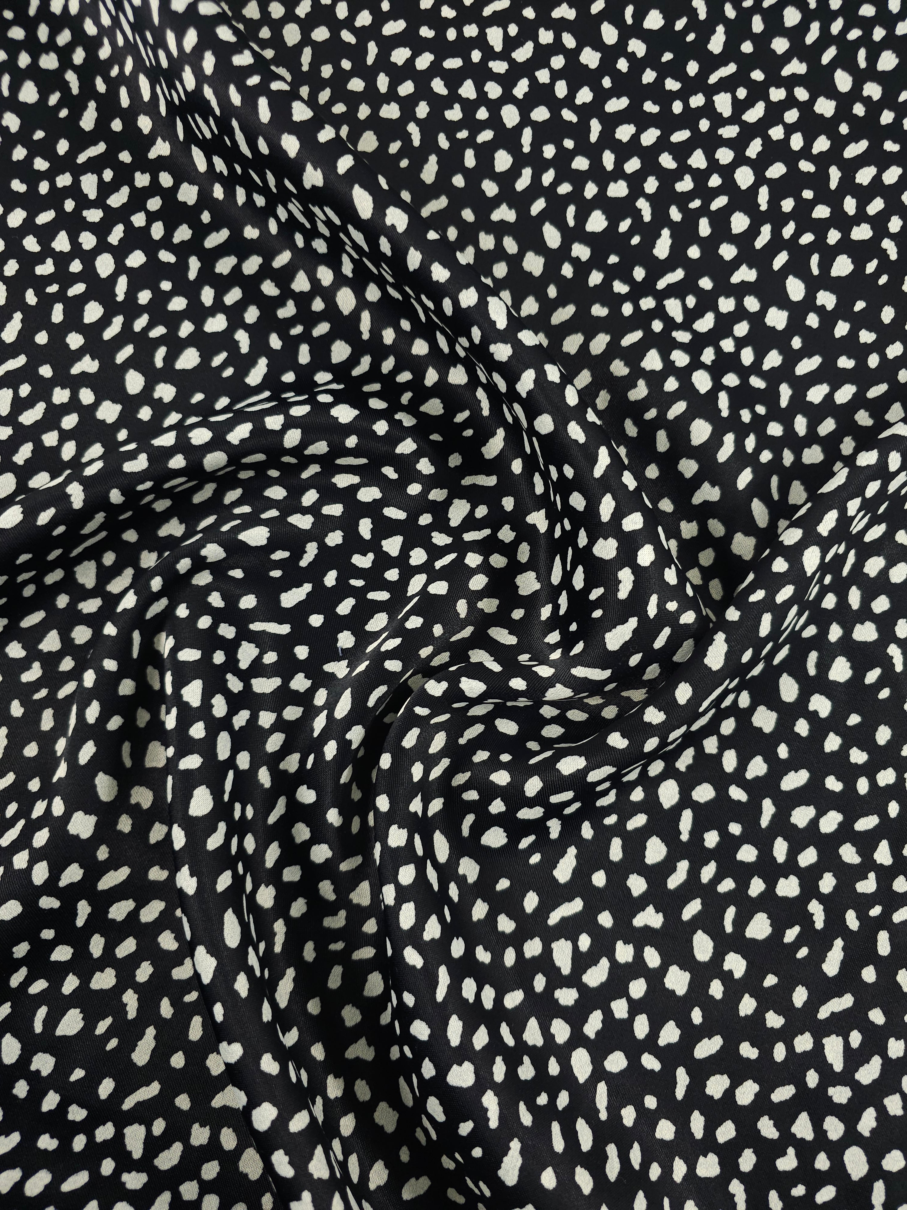 Black/Ivory Irregular Spot Viscose Satin