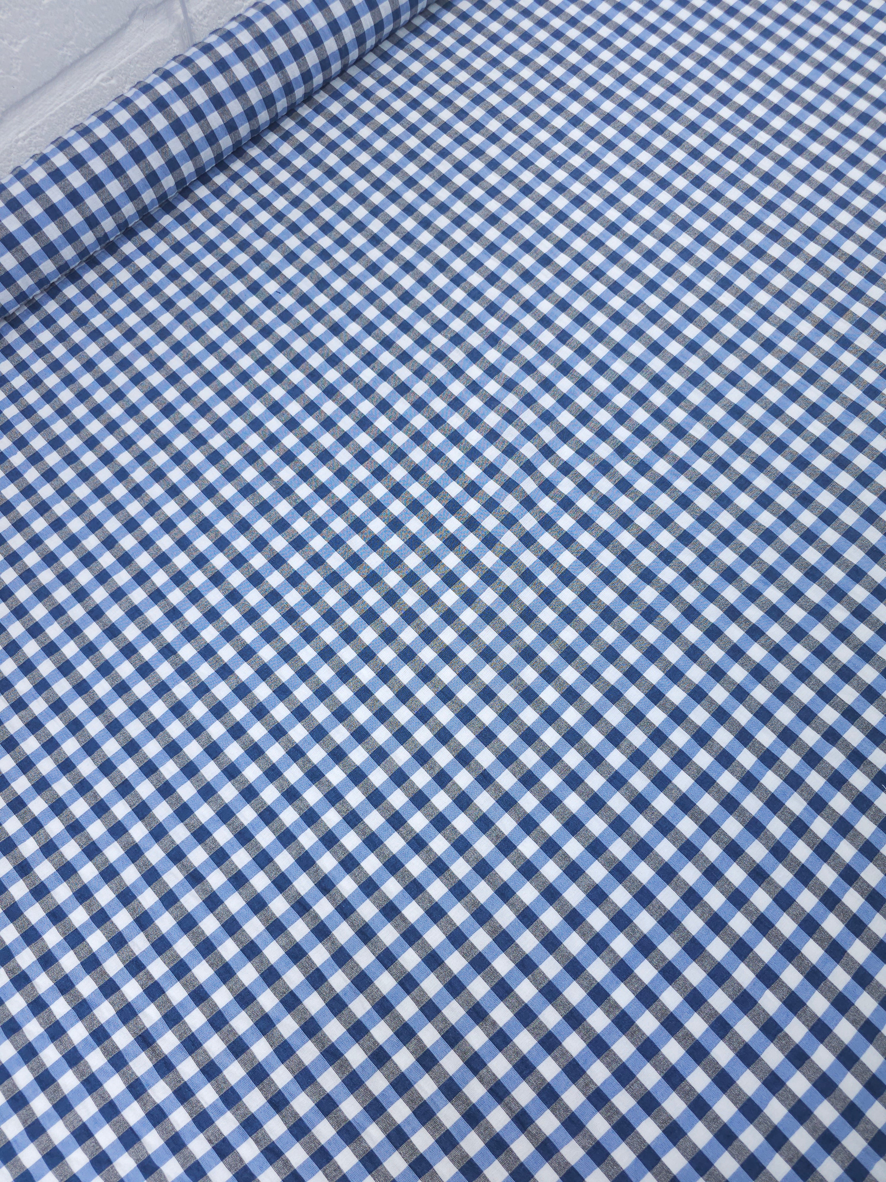 Hale Blue/Grey Small Gingham Cotton Poly