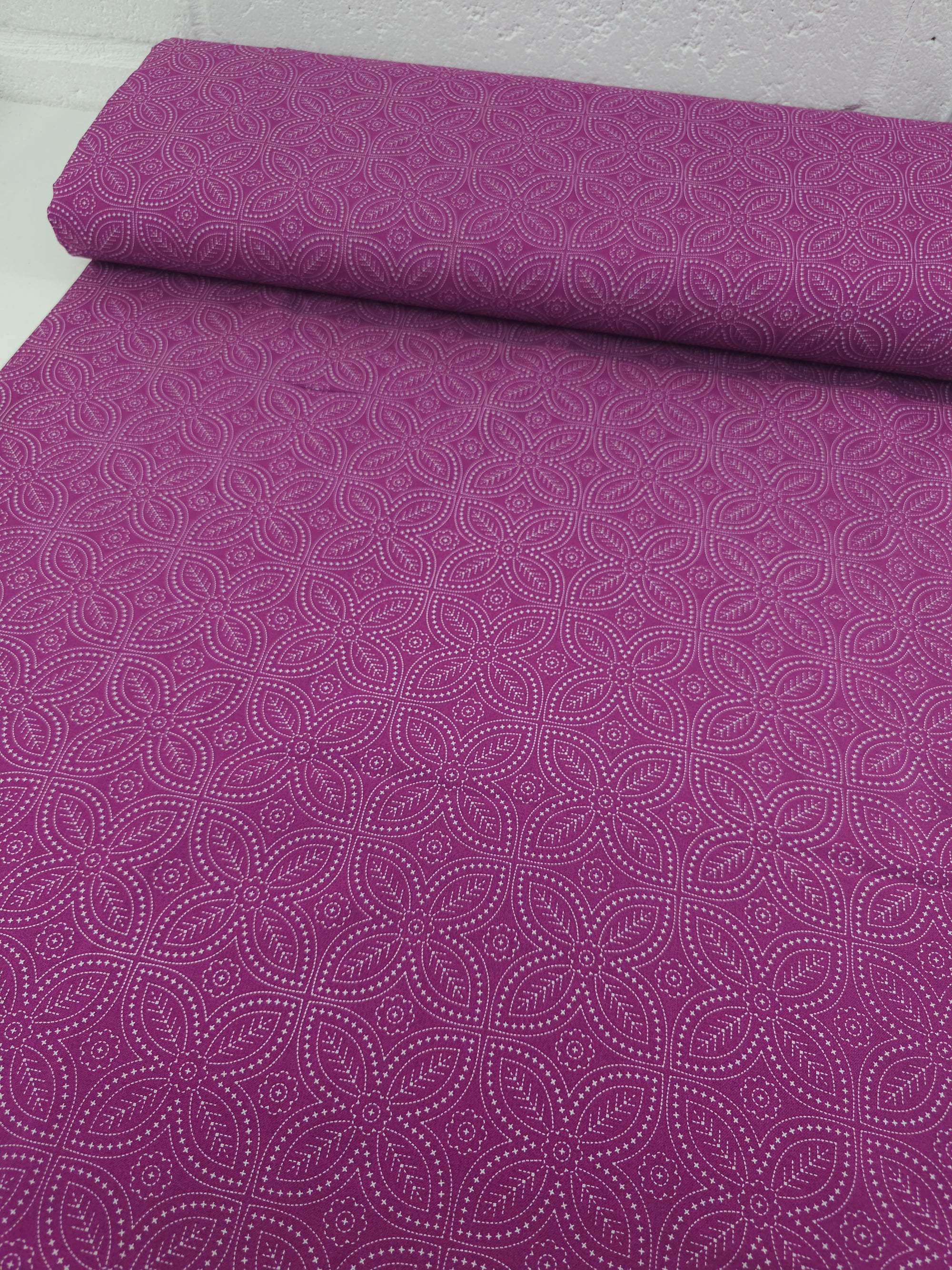 Magenta Dotty Petal Flower 100% Cotton
