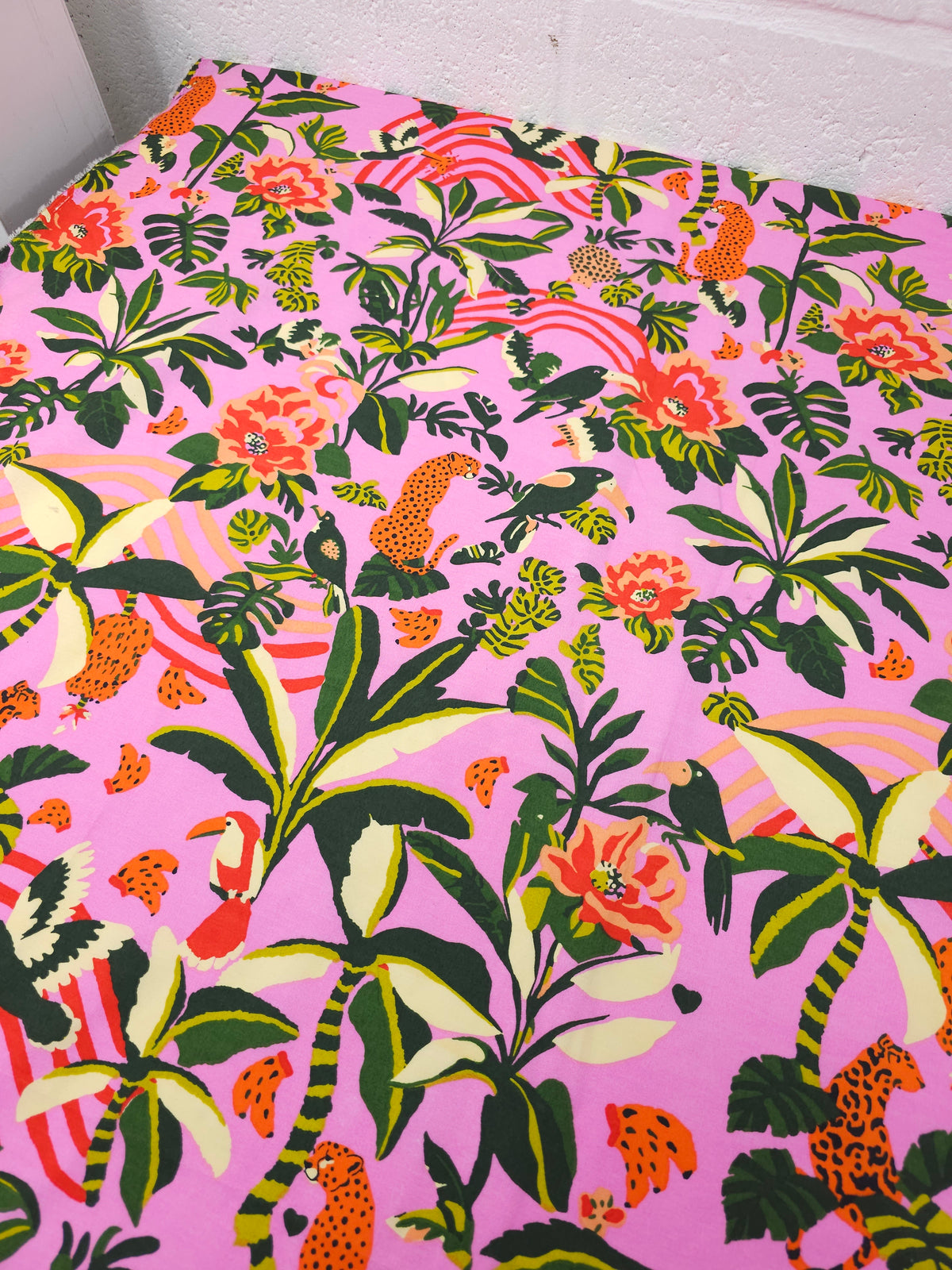 Fuchsia Jungle Animal Palm Cotton Poplin - Farm Rio