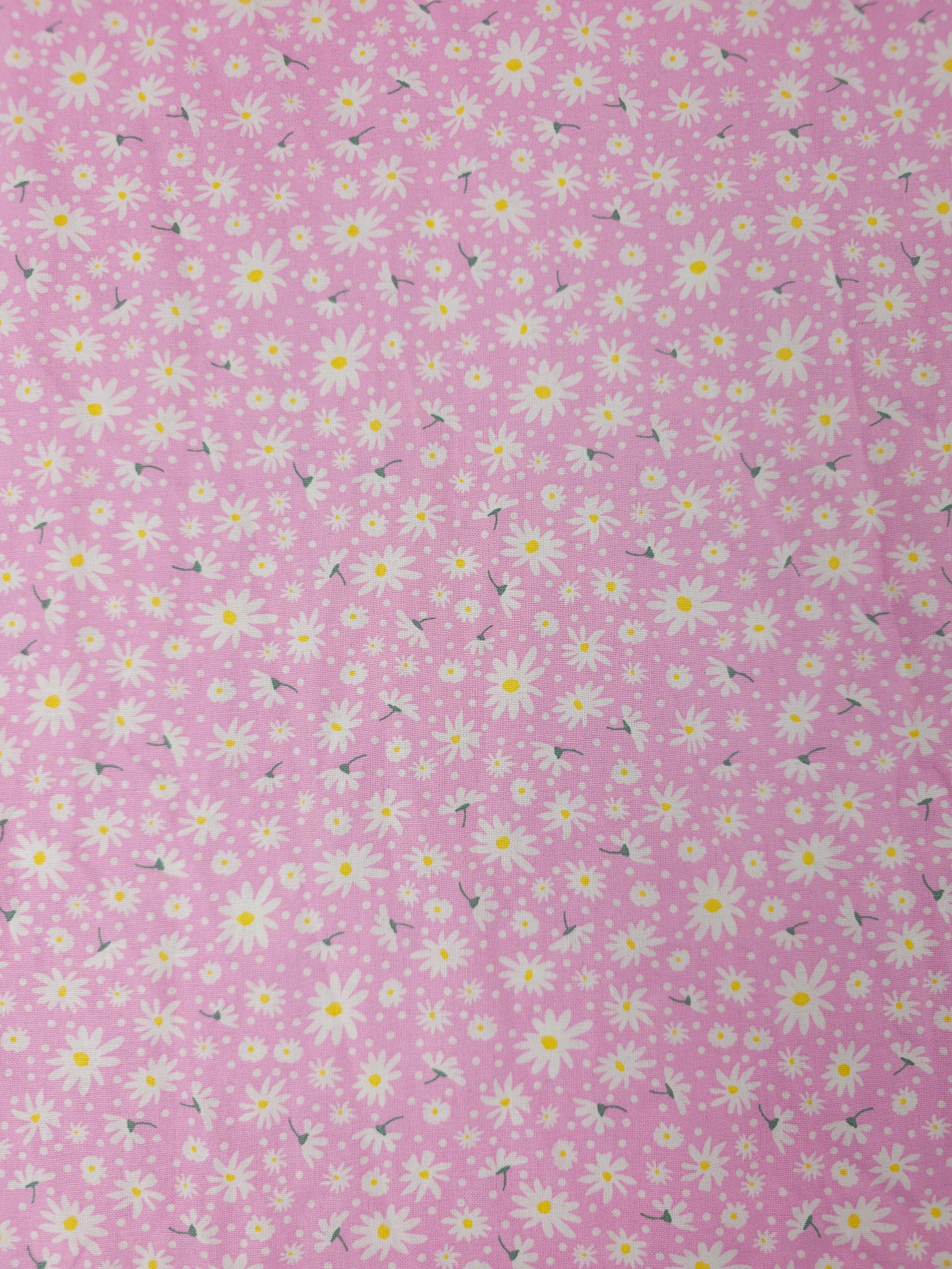 Pink Ditsy Daisy 100% Cotton