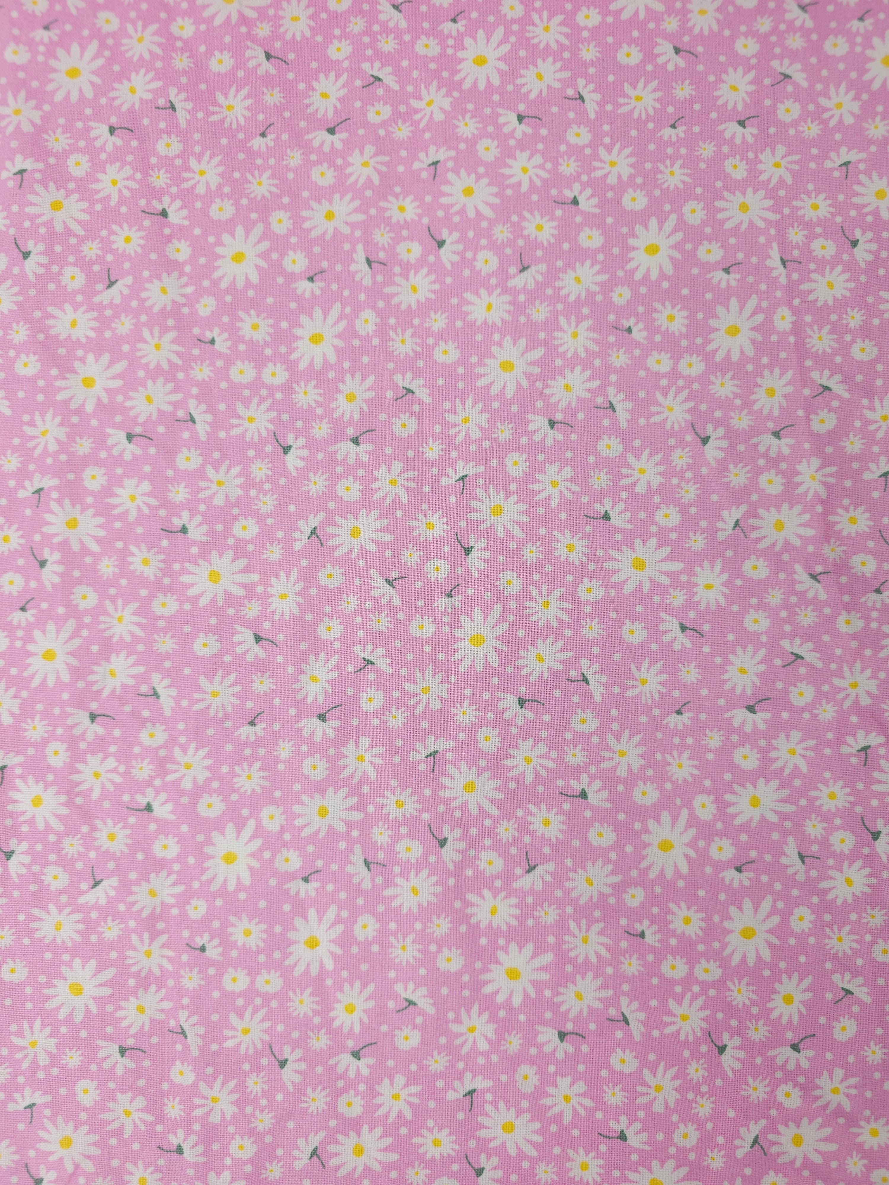 Pink Ditsy Daisy 100% Cotton