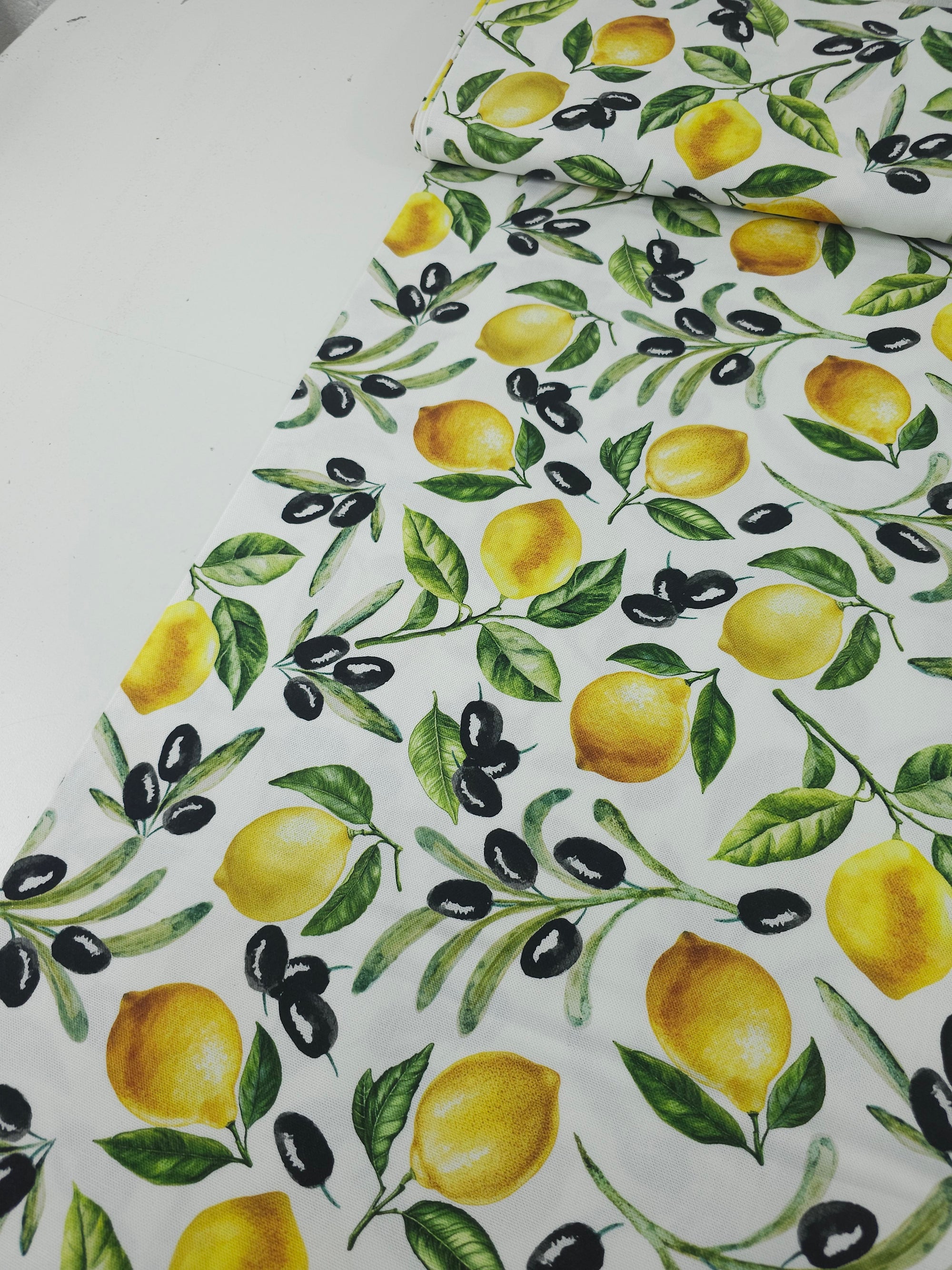 Lemon Olive Branch Canvas Cotton