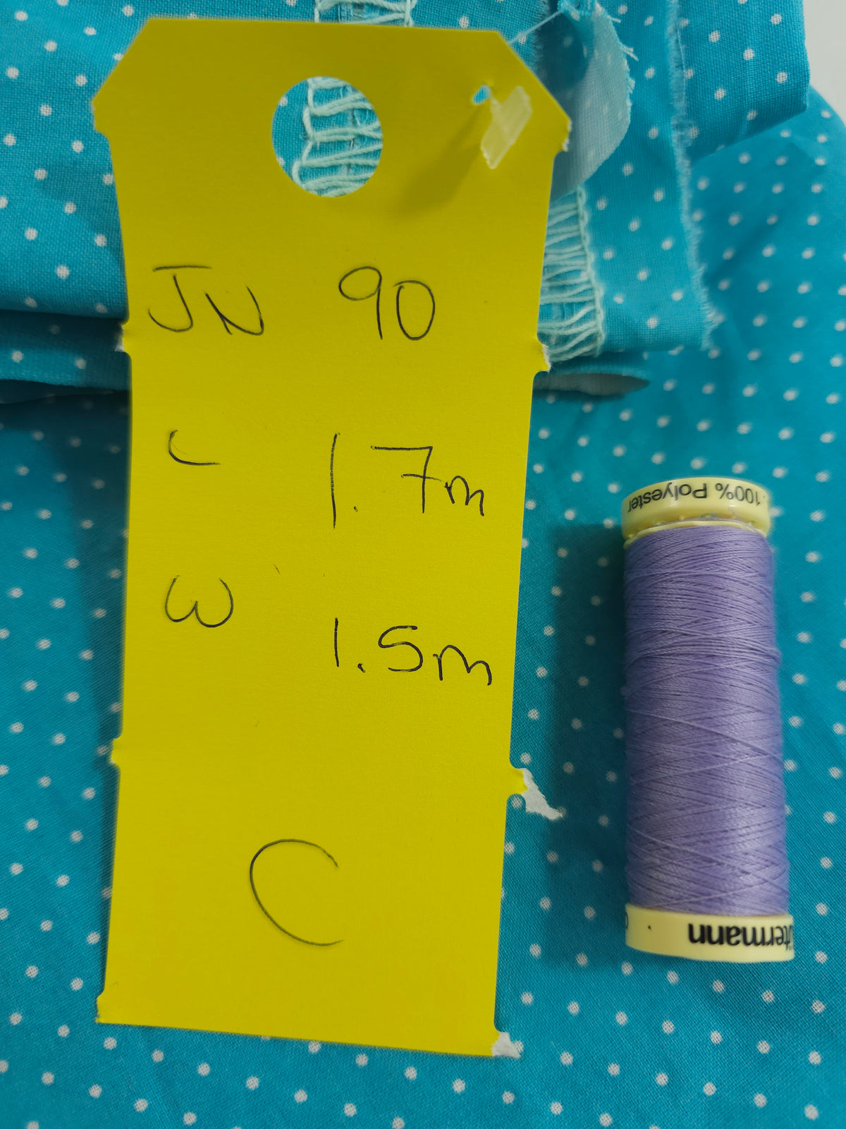 Cyan dotted Cotton- 1.7m piece