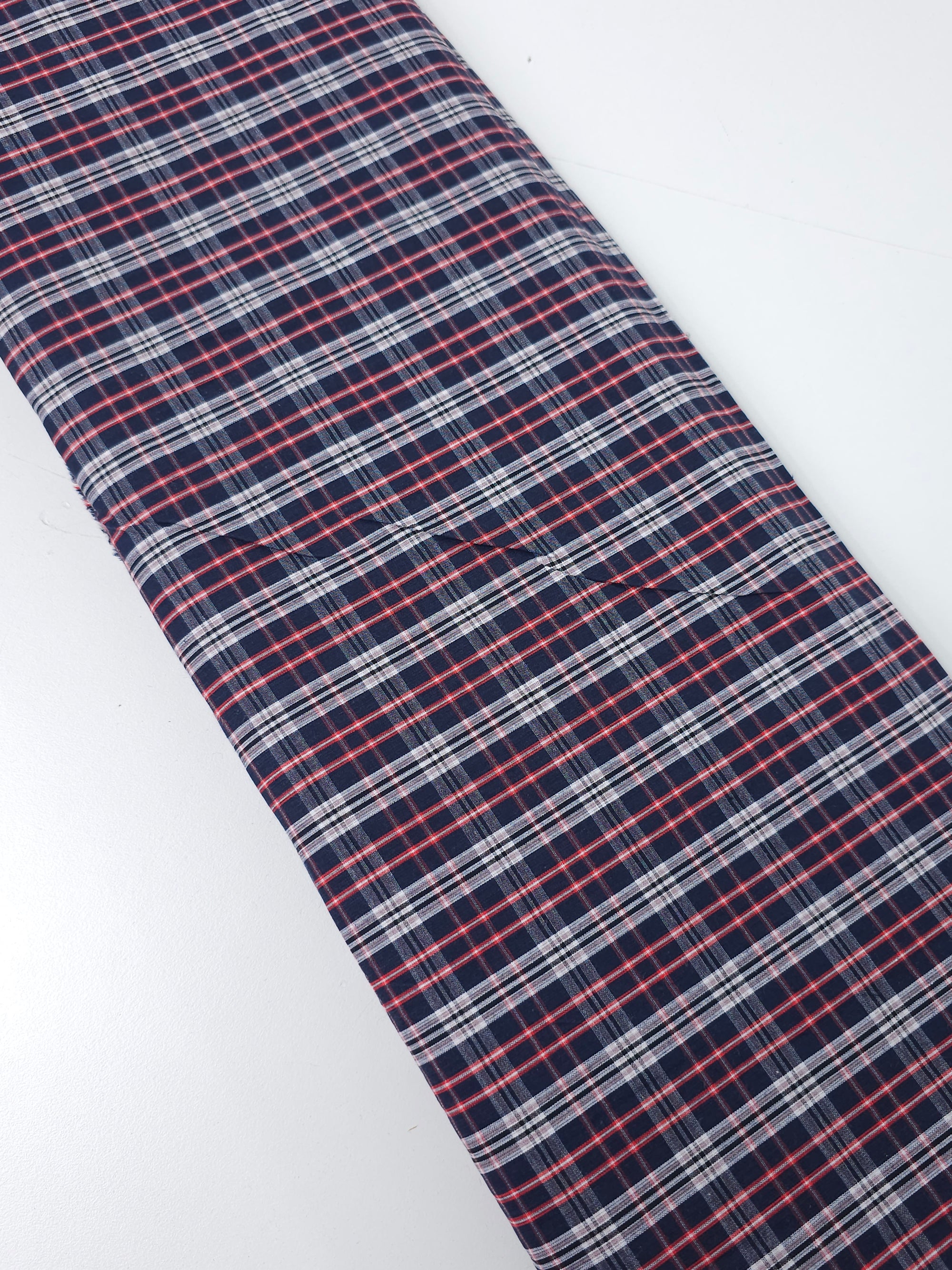 Navy Red Check 100% Cotton