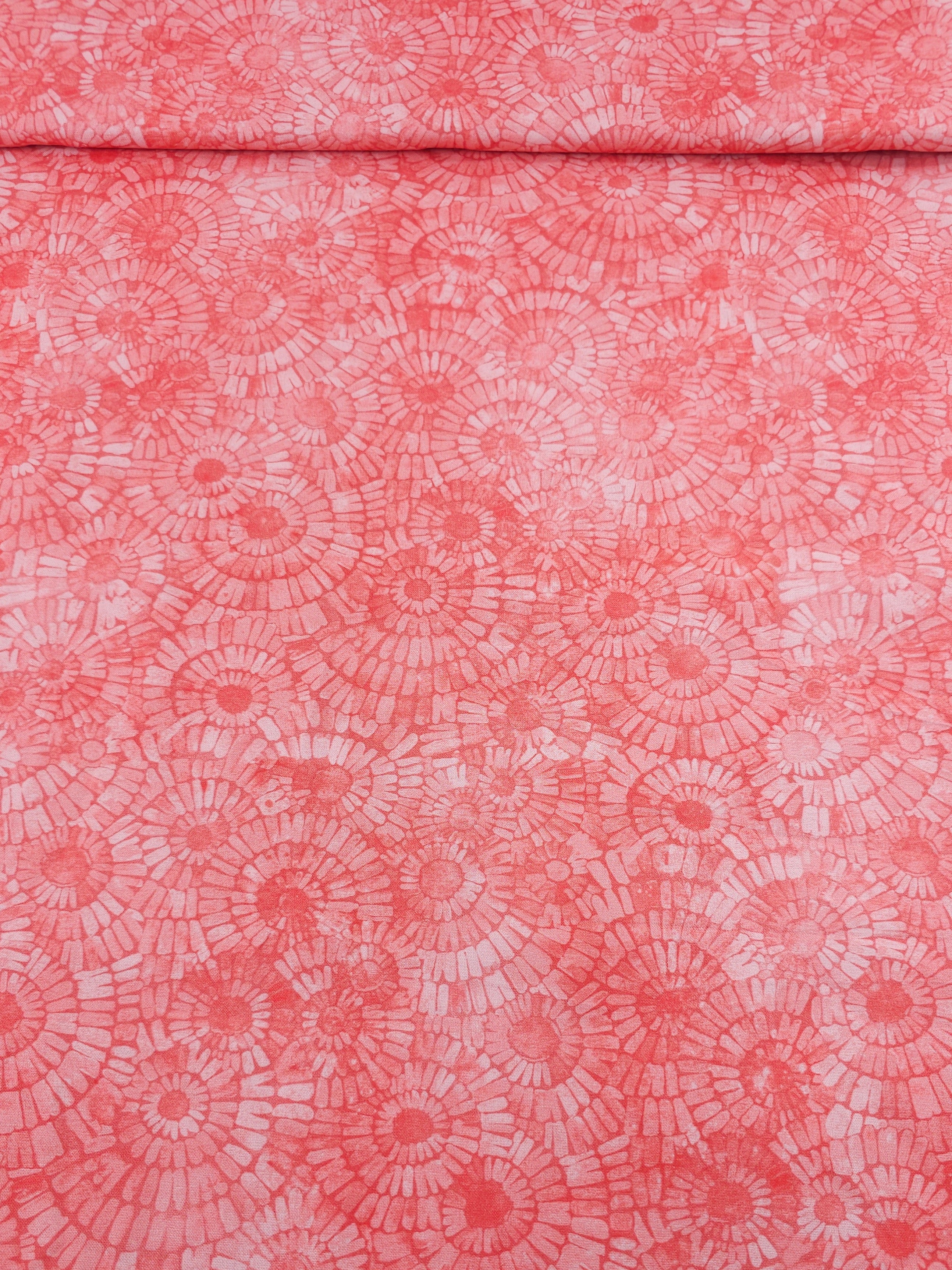 Coral Mosaic Tile Swirl 100% Cotton - Robert Kaufman