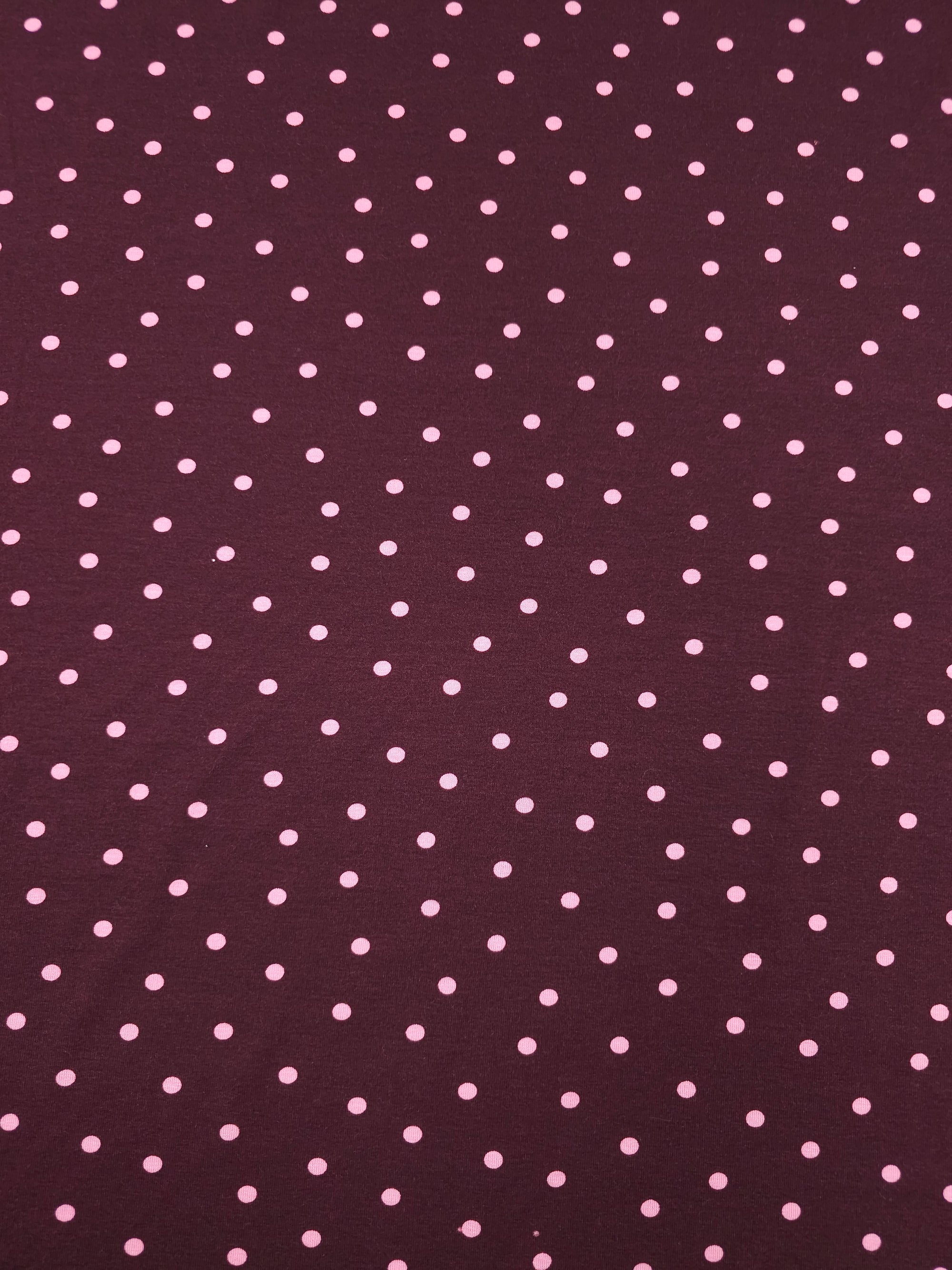Burgundy/Pink Small Polka Dot Viscose Jersey *DEFECT*