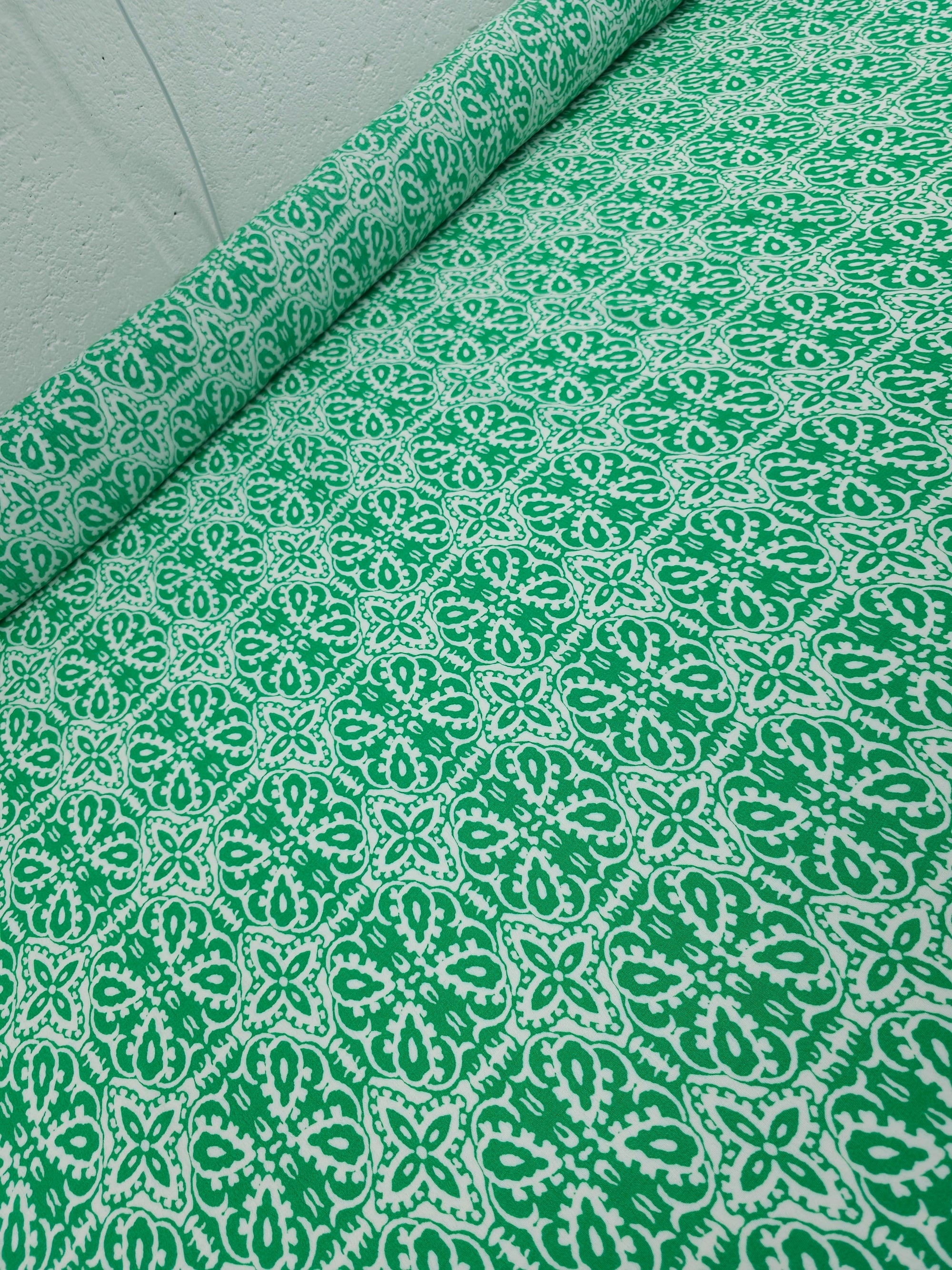 Light Green Damask Viscose Crepe