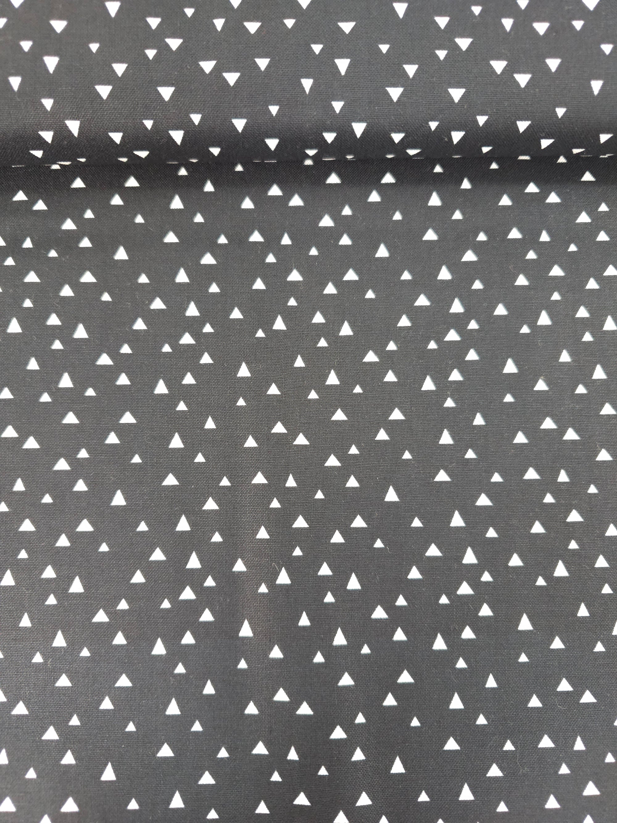 Black Irregular Mini Triangles 100% Cotton