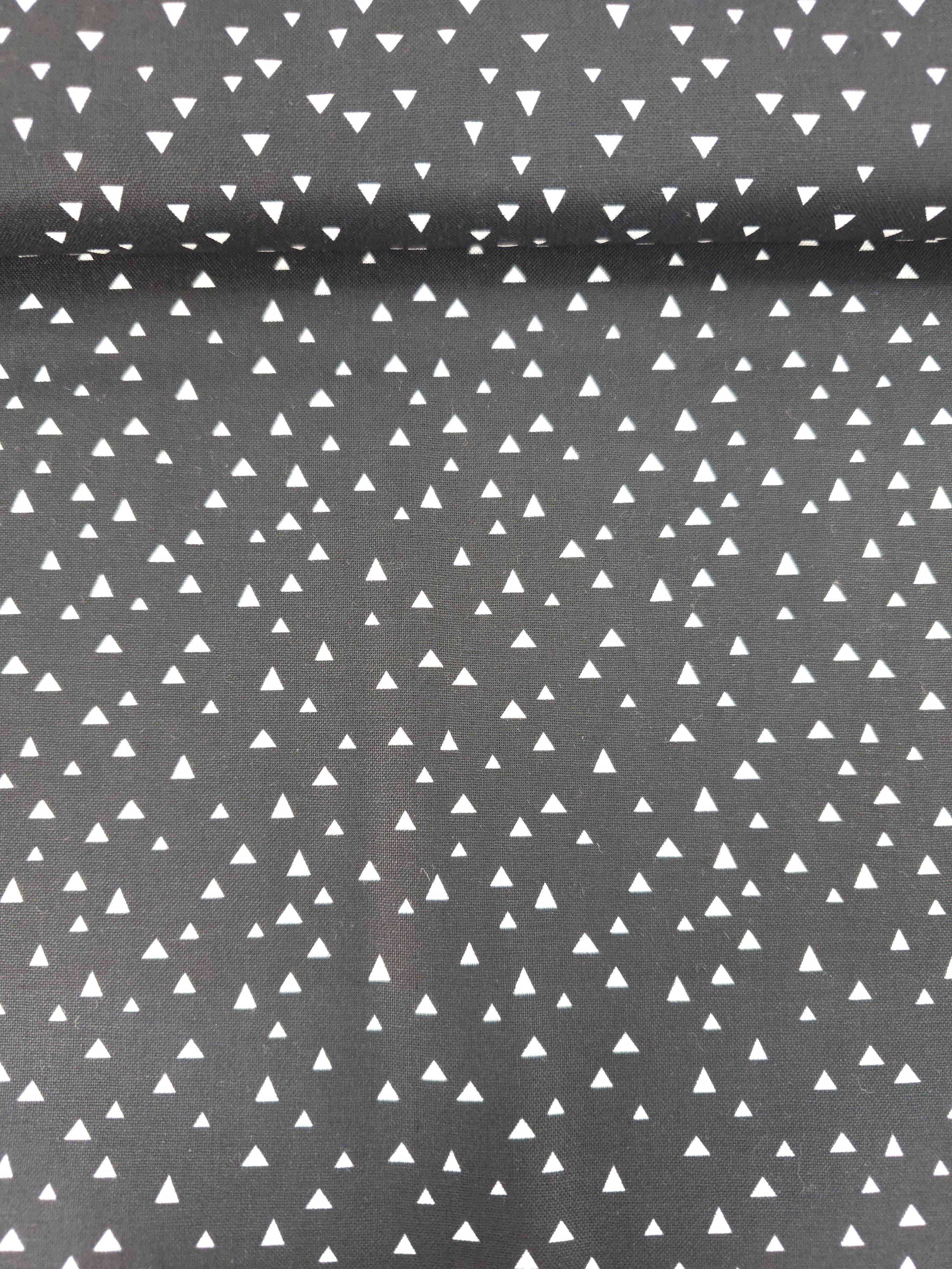 Black Irregular Mini Triangles 100% Cotton
