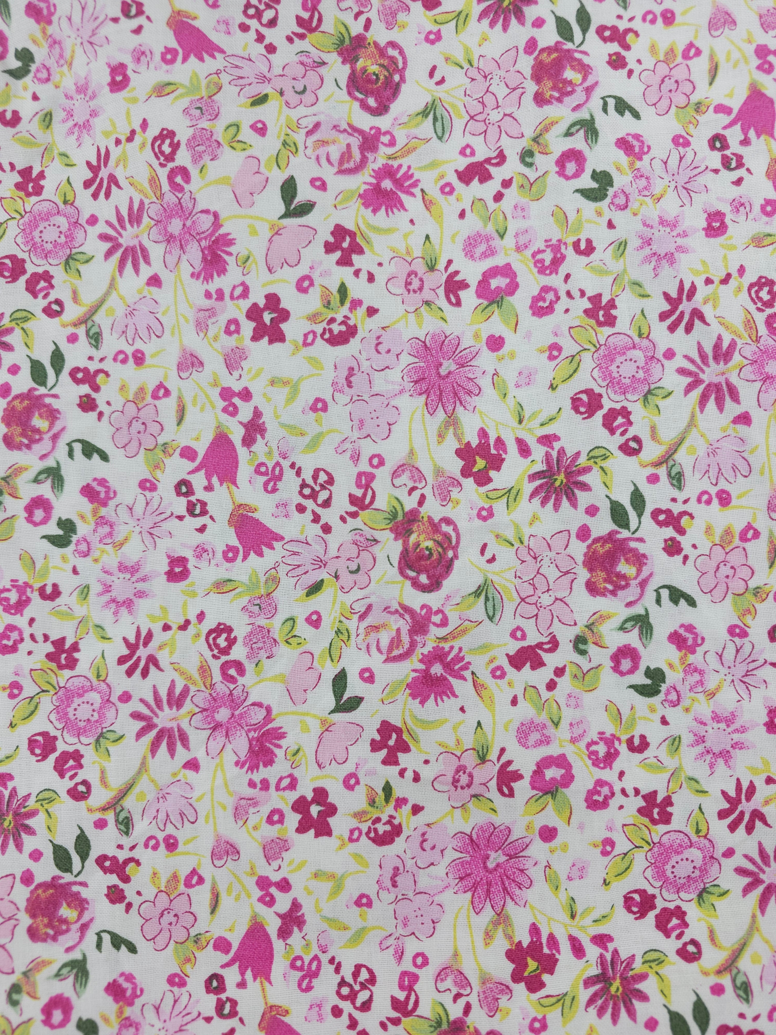 Pretty pink floral Cotton- 2m piece