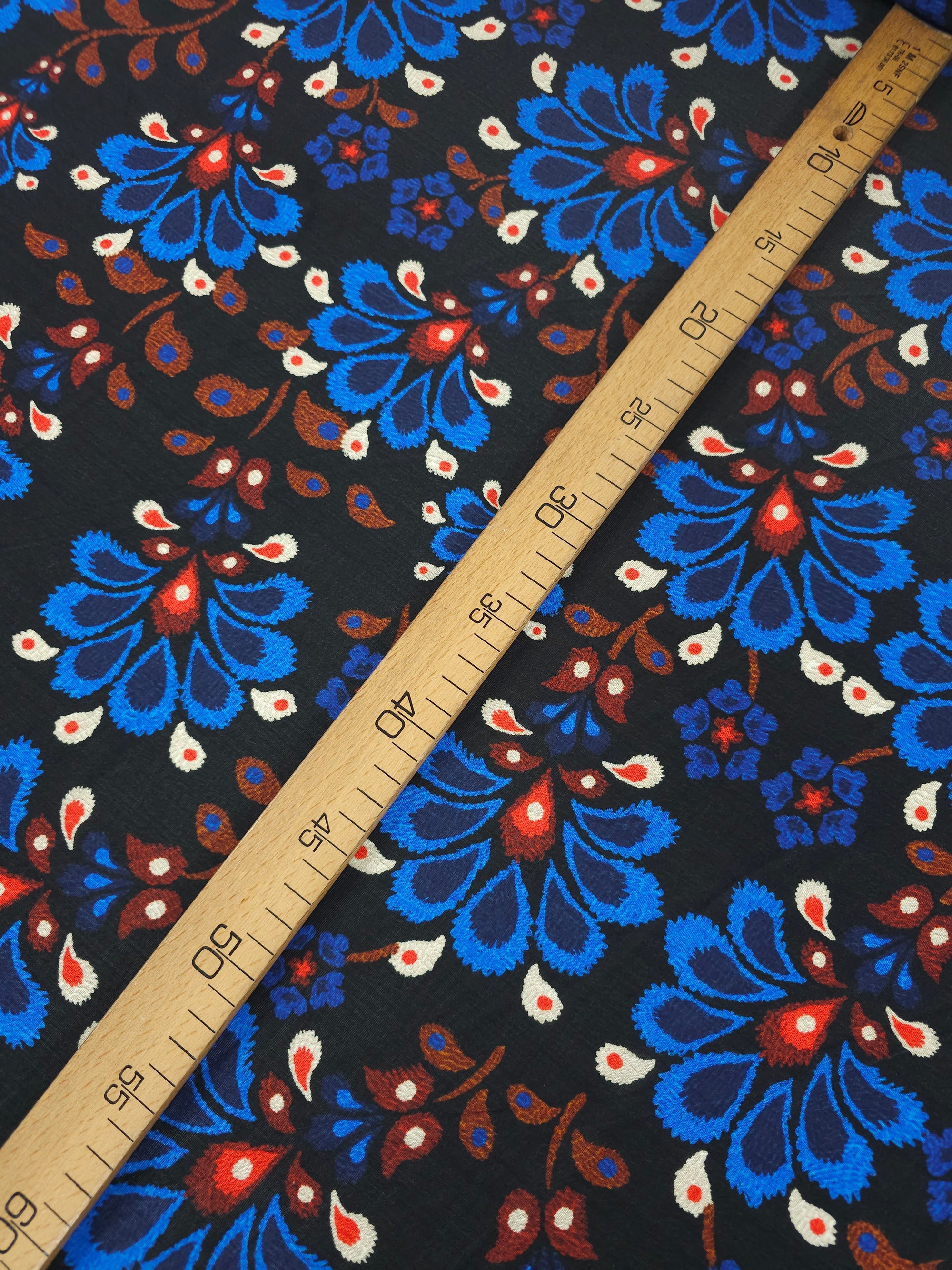 Blue/Red Petal Floral Slinky Rayon Jersey *FARM RIO*