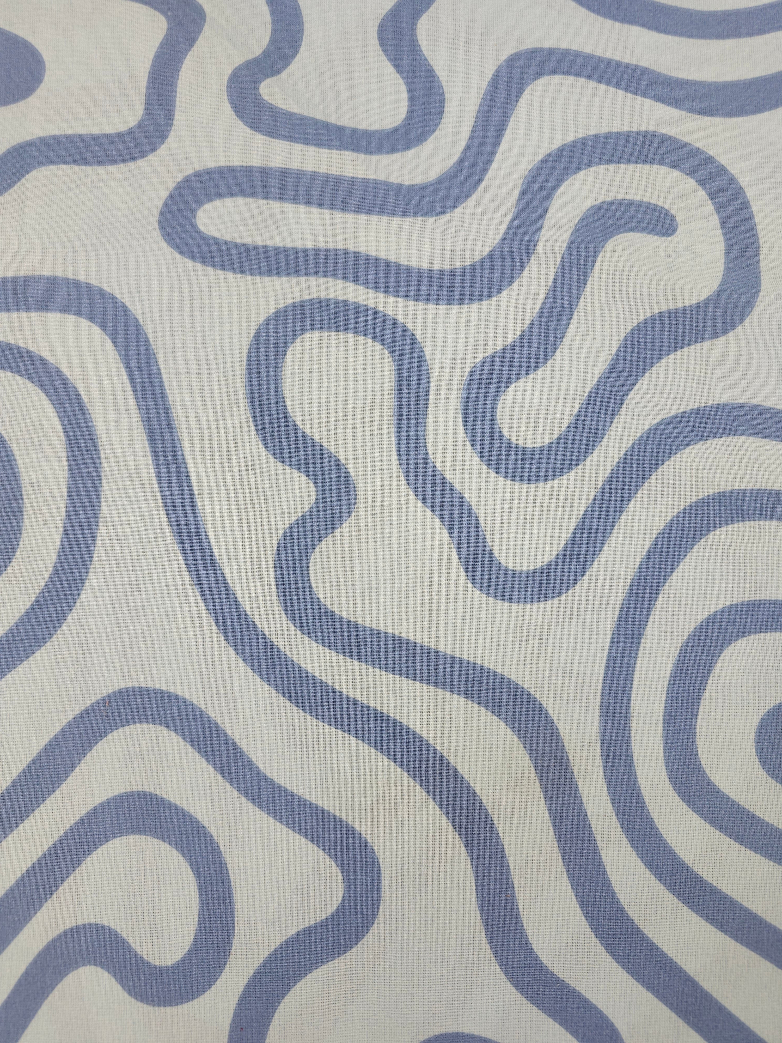 Blue Squiggle 100% Cotton 102” - Habitat *EXTRA WIDE*