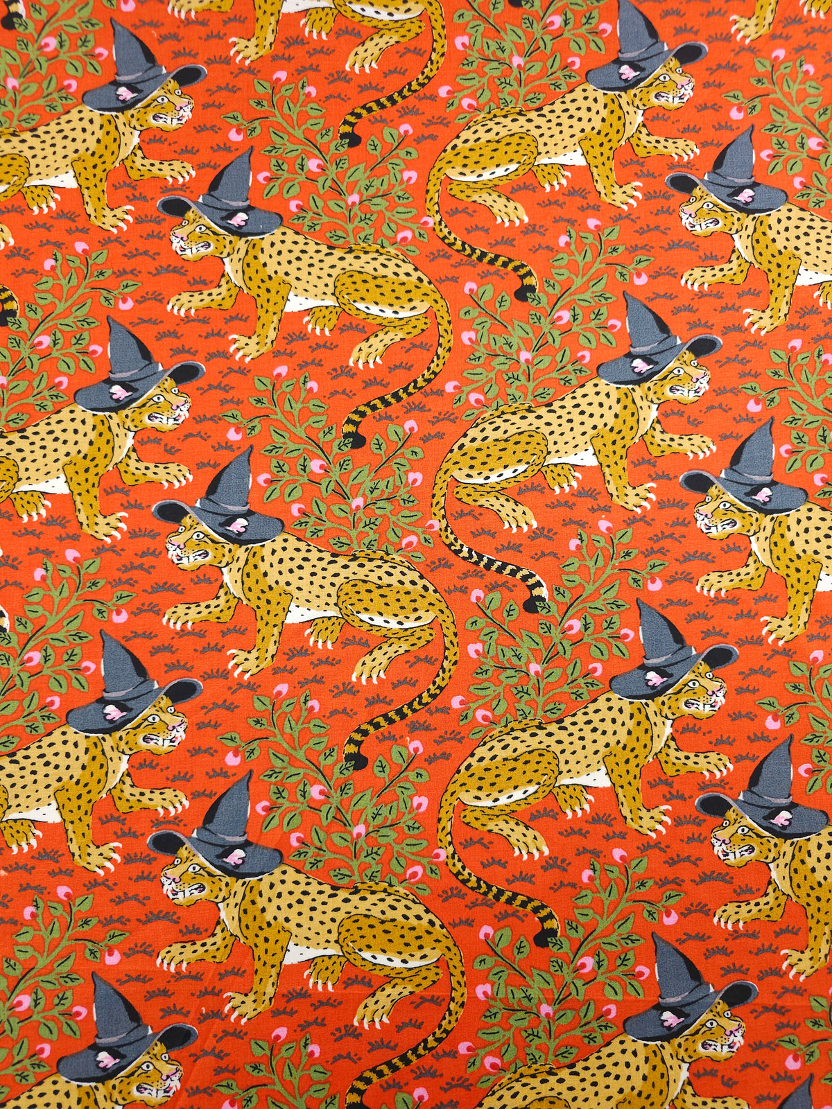 Orange Witchy Leopard Cotton Poplin