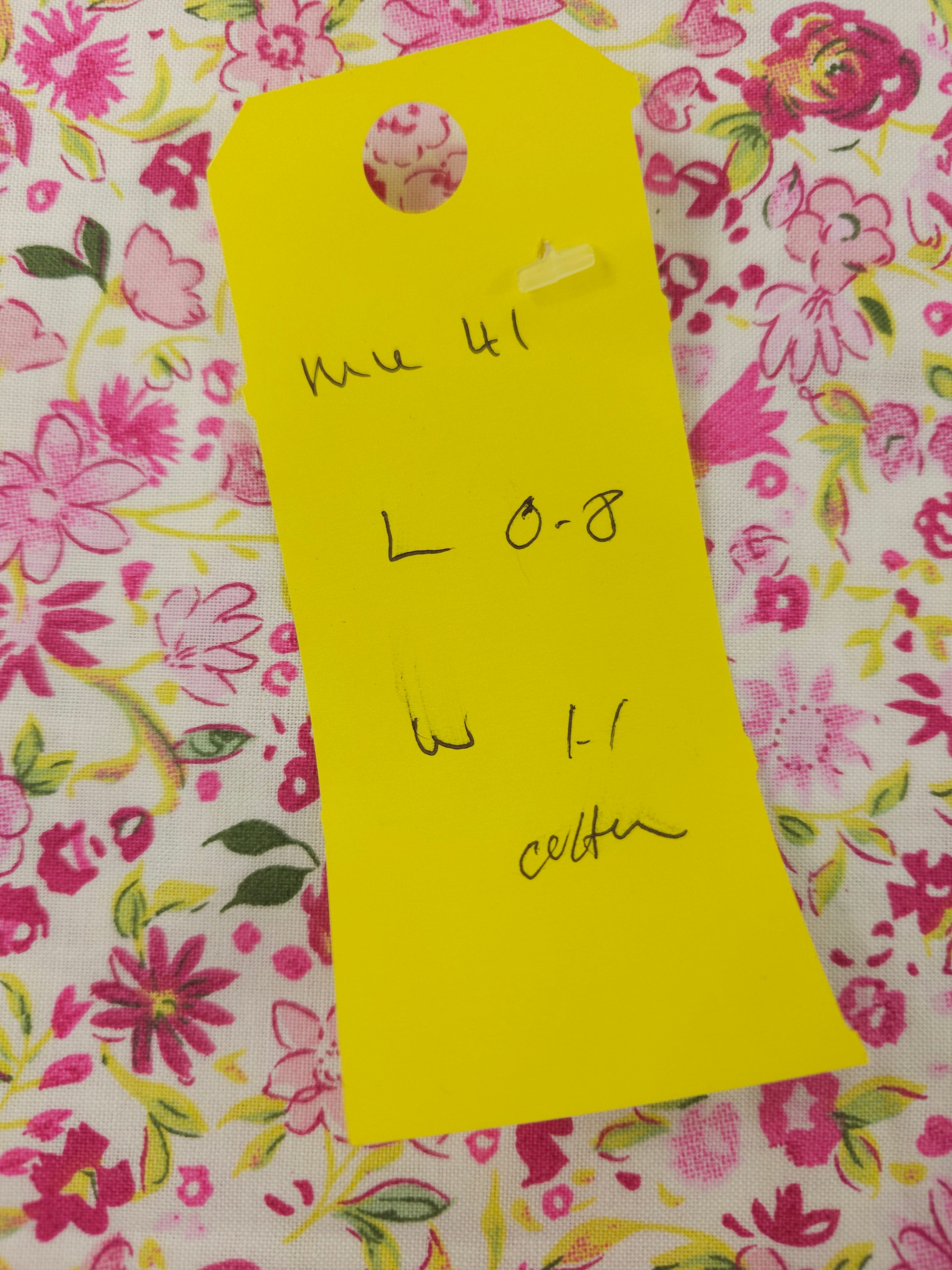 Pink and lime floral Cotton- 0.8m piece