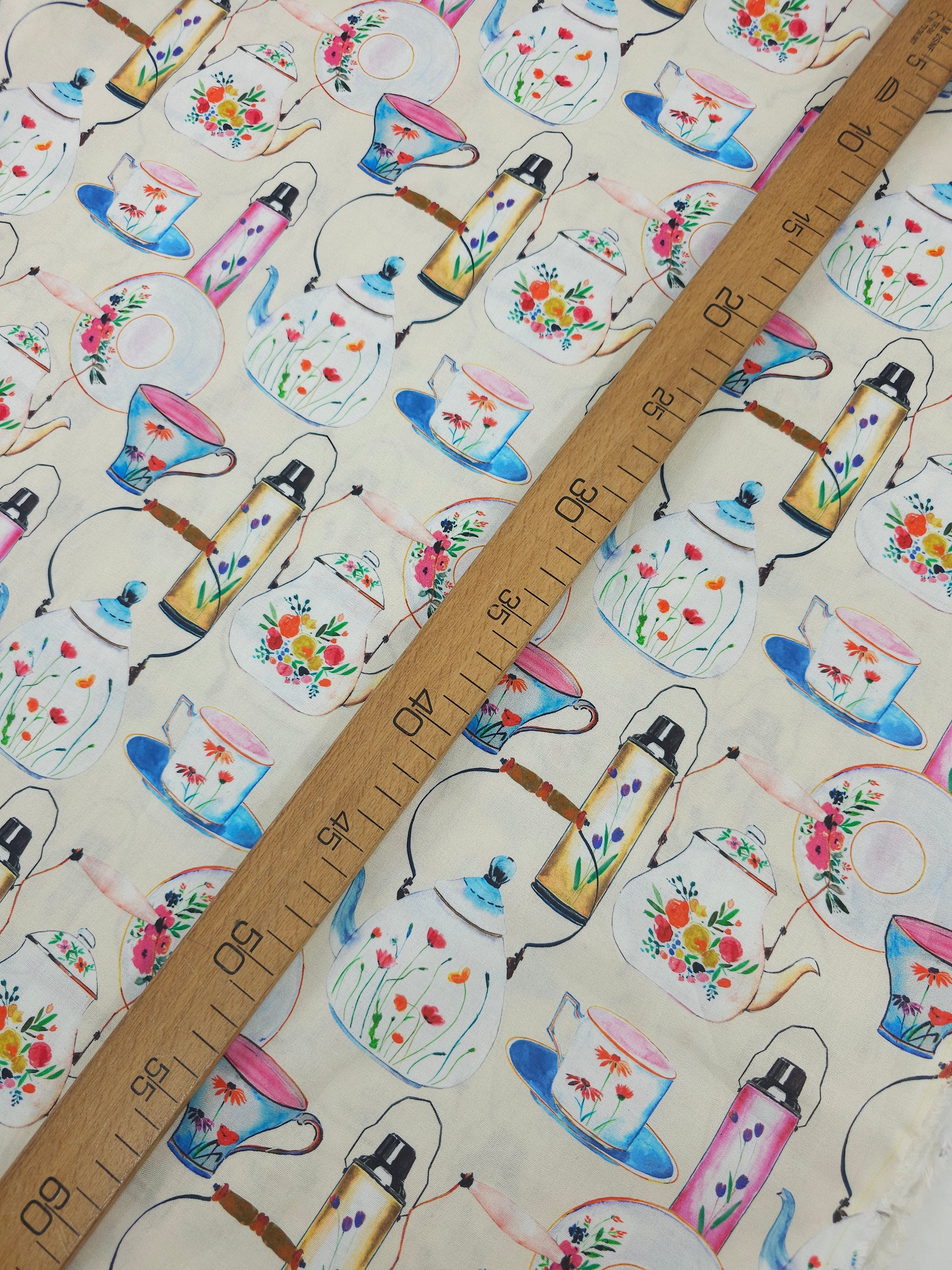Retro Tea Ceramics 100% Cotton - Joann