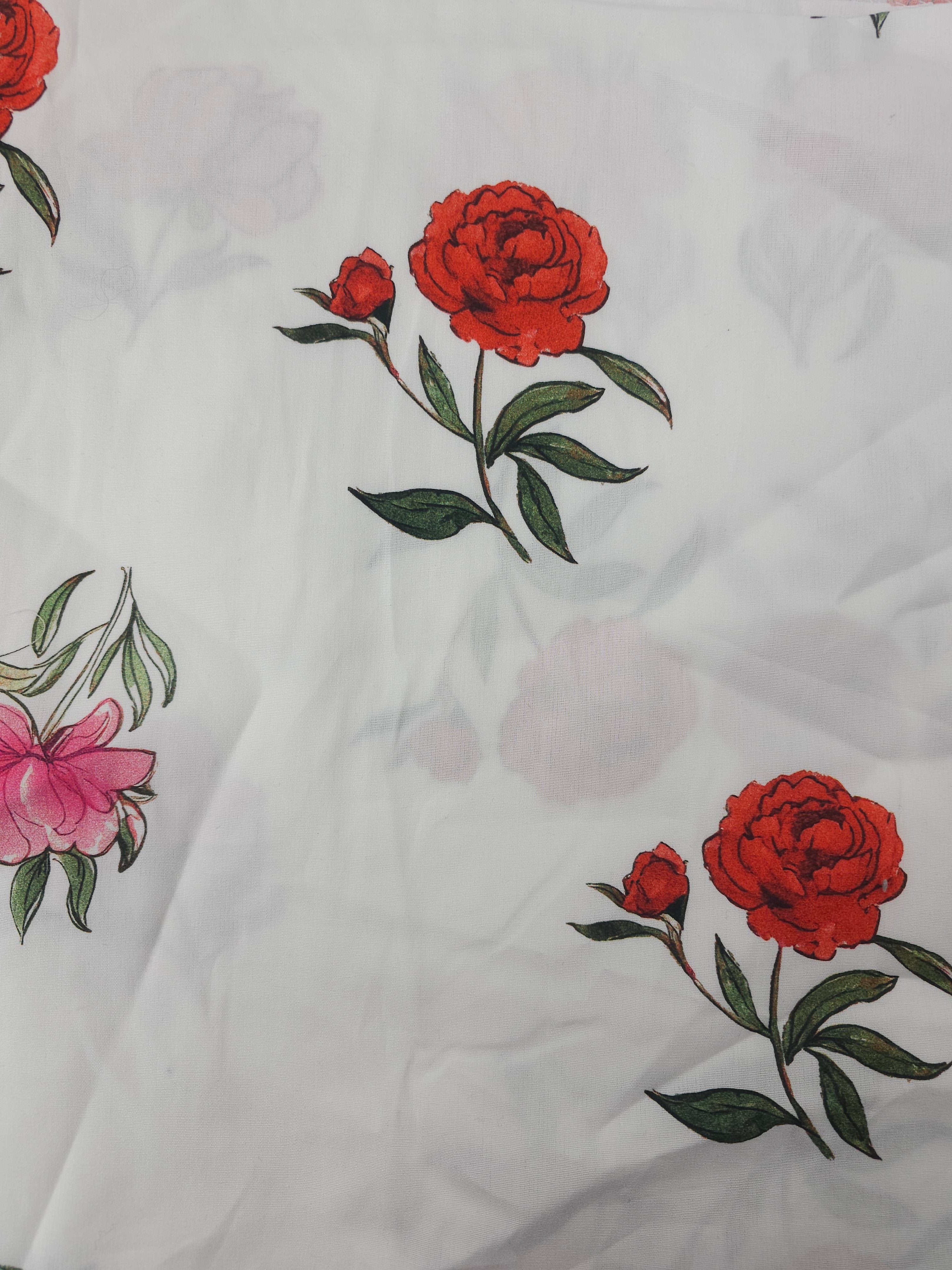 Roses and peonys Cotton blend- 1.6m piece
