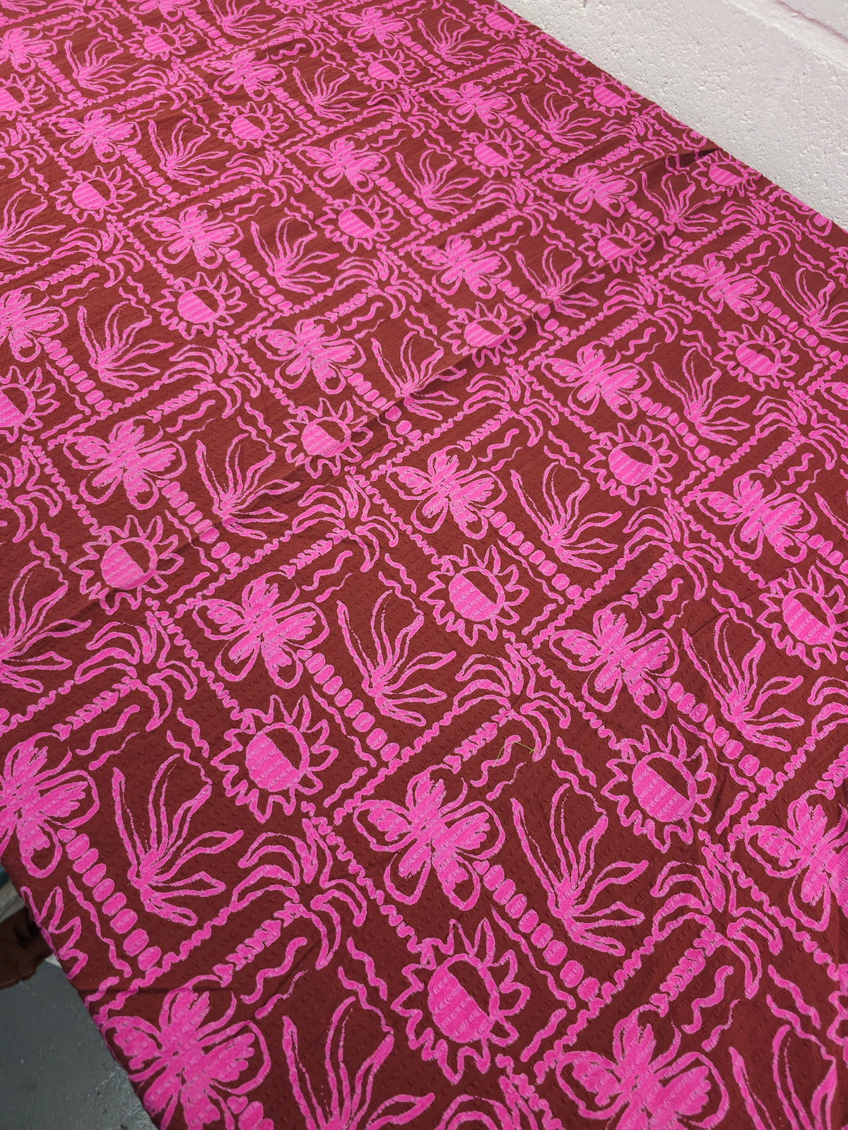 Brown/Fuchsia Pink Sun Palm Cotton SeerSucker - Next