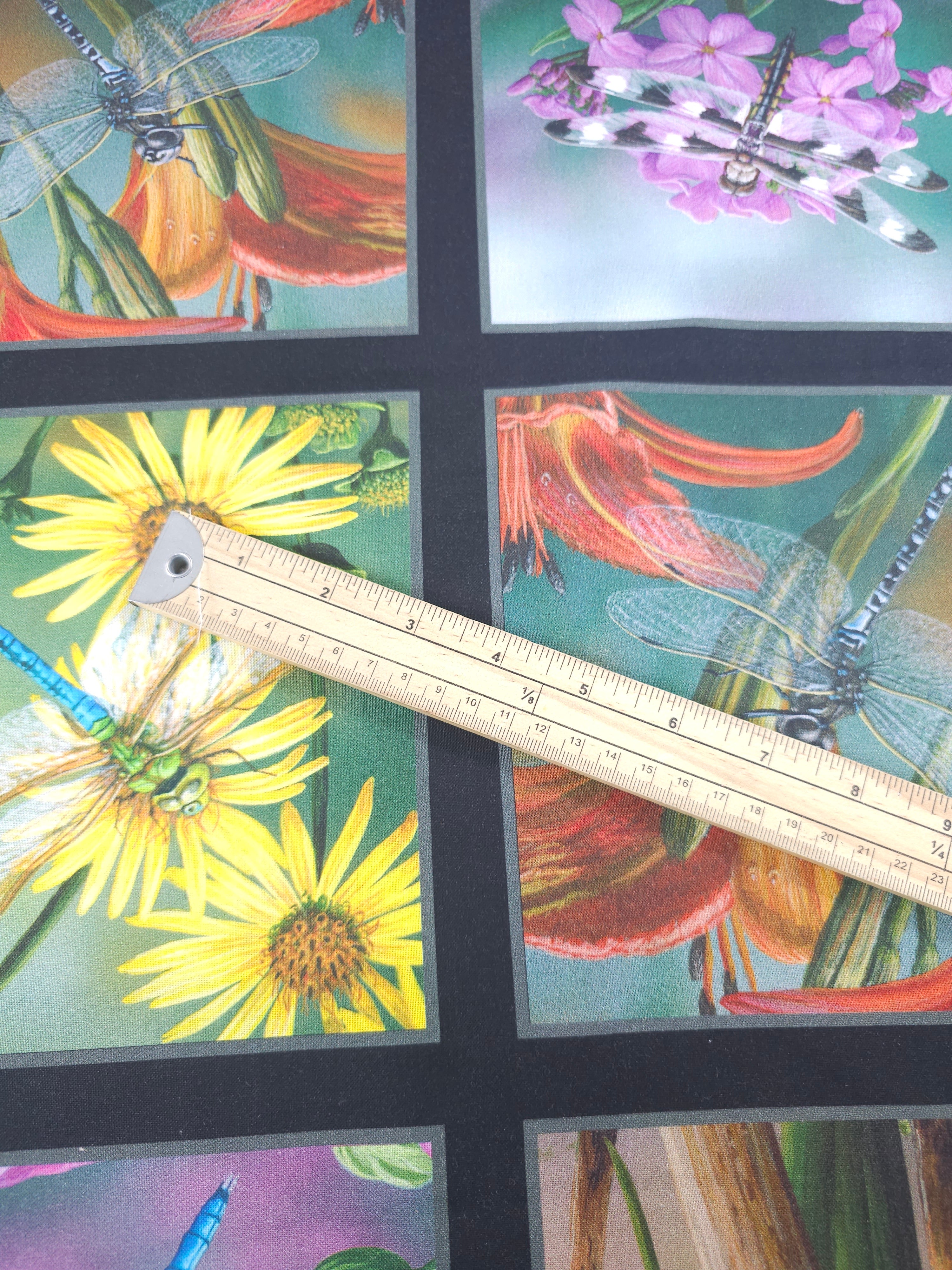 Floral Dragonfly Window Frames 100% Cotton