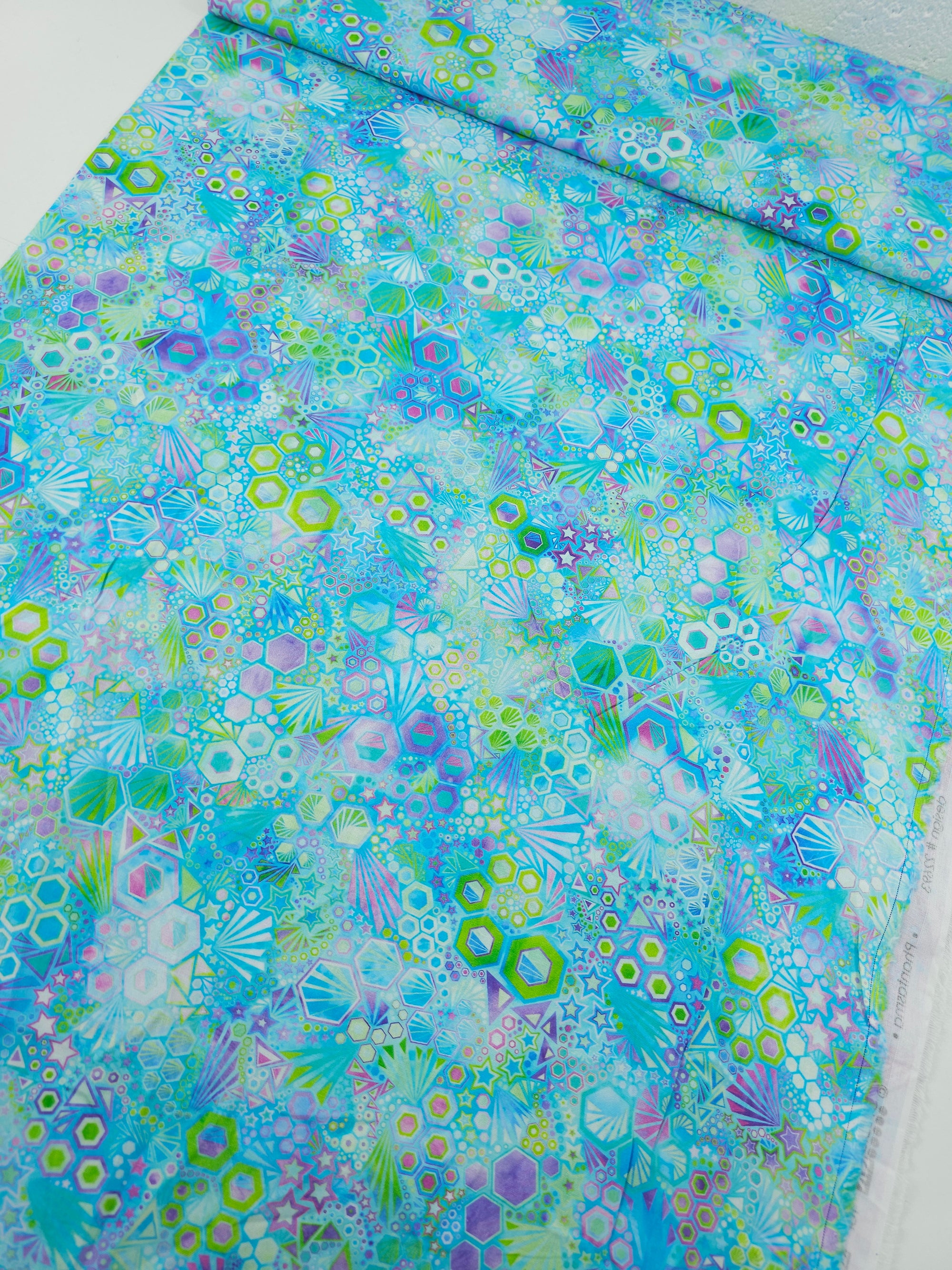 Bluey Lime/Purple Star Phantasma 100% Cotton - Robert Kaufman