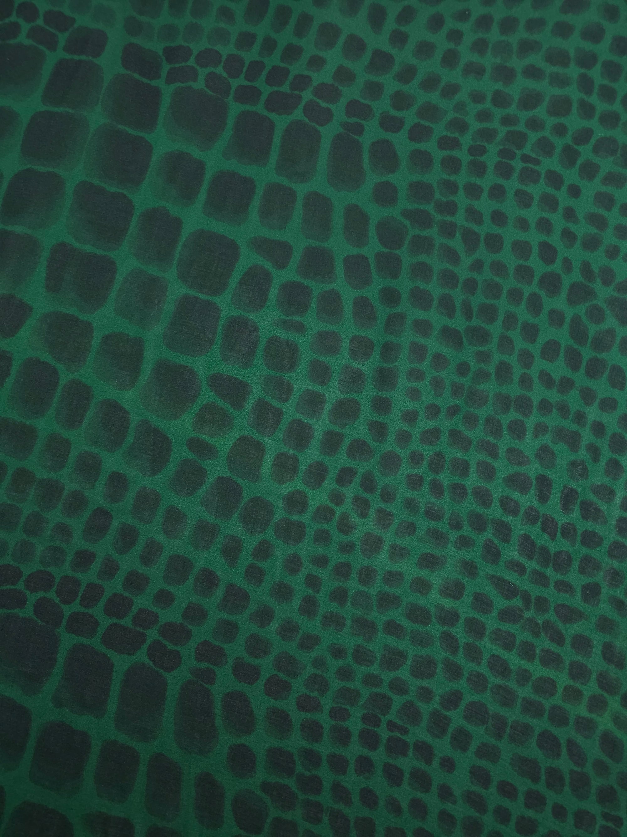 Dark Green/Black Irregular Pebble Viscose Voile