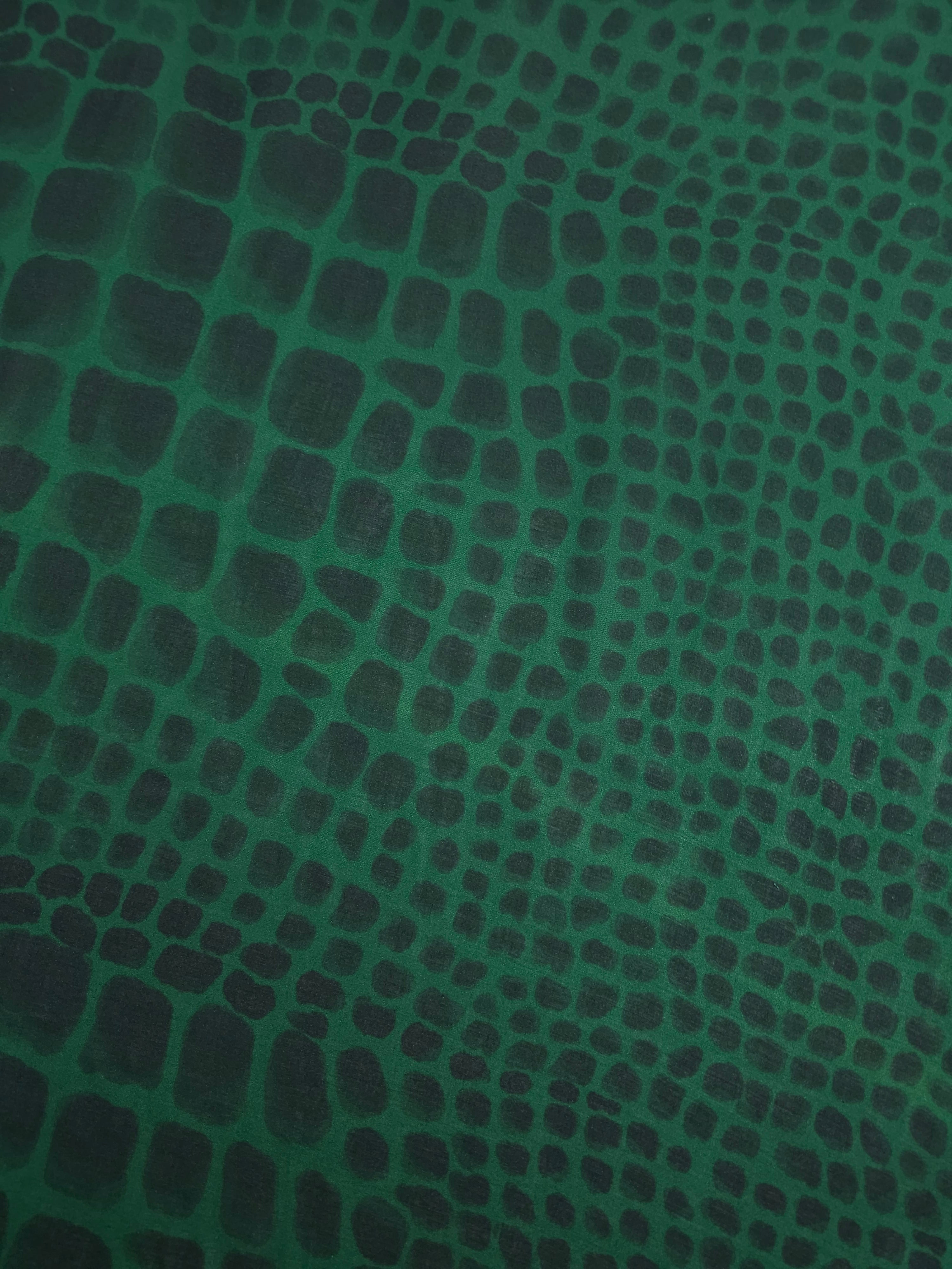 Dark Green/Black Irregular Pebble Viscose Voile