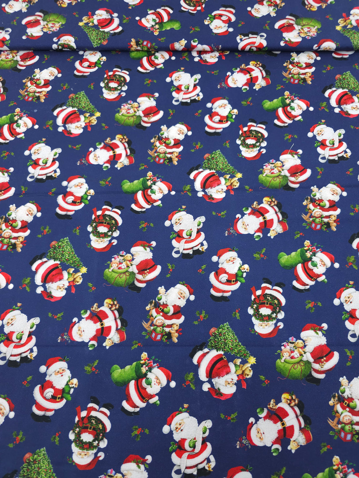 Navy Jolly Santa 100% Cotton