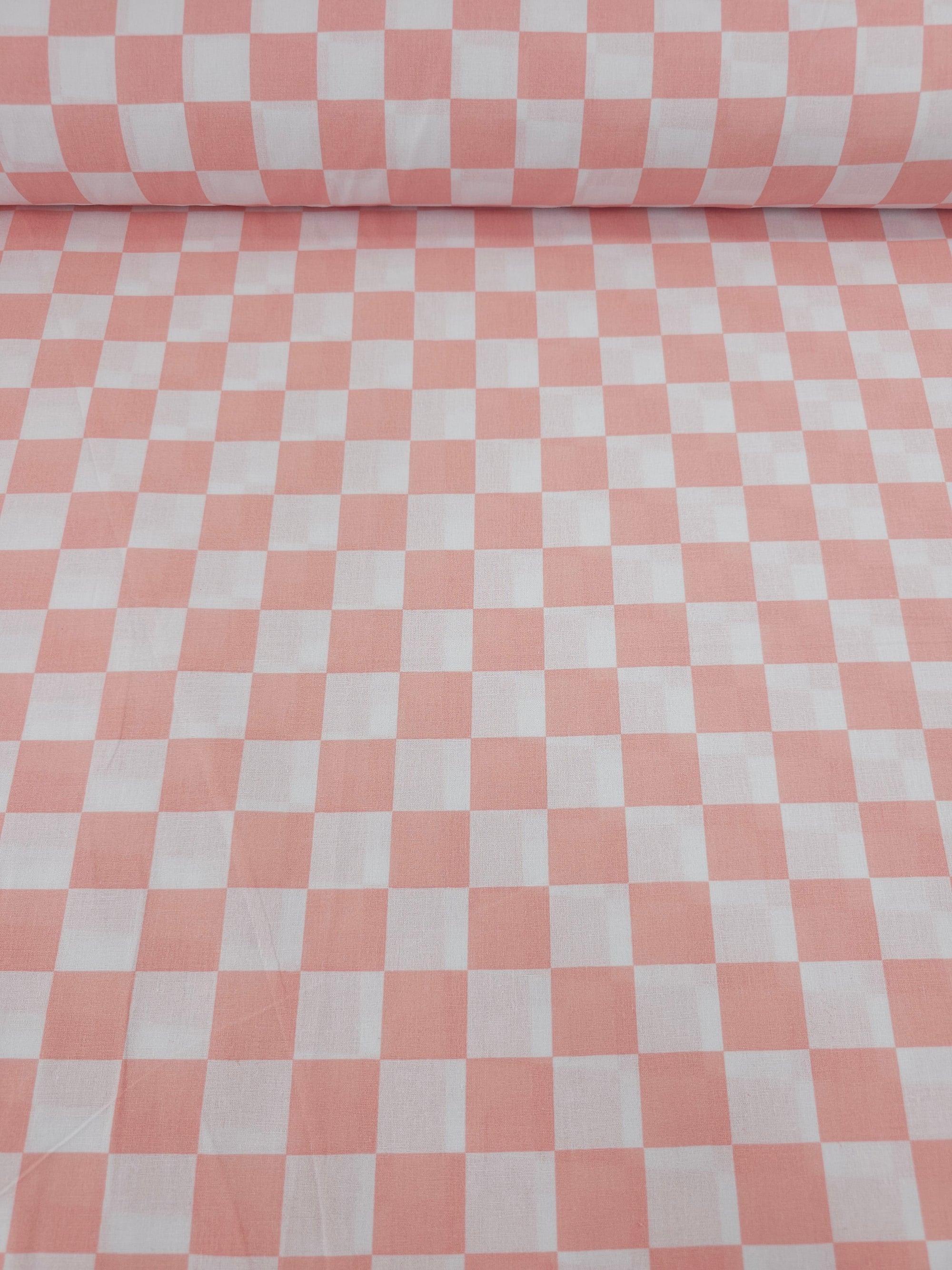 Candy Pink Checkerboard 100% Cotton 102" *EXTRA WIDE*