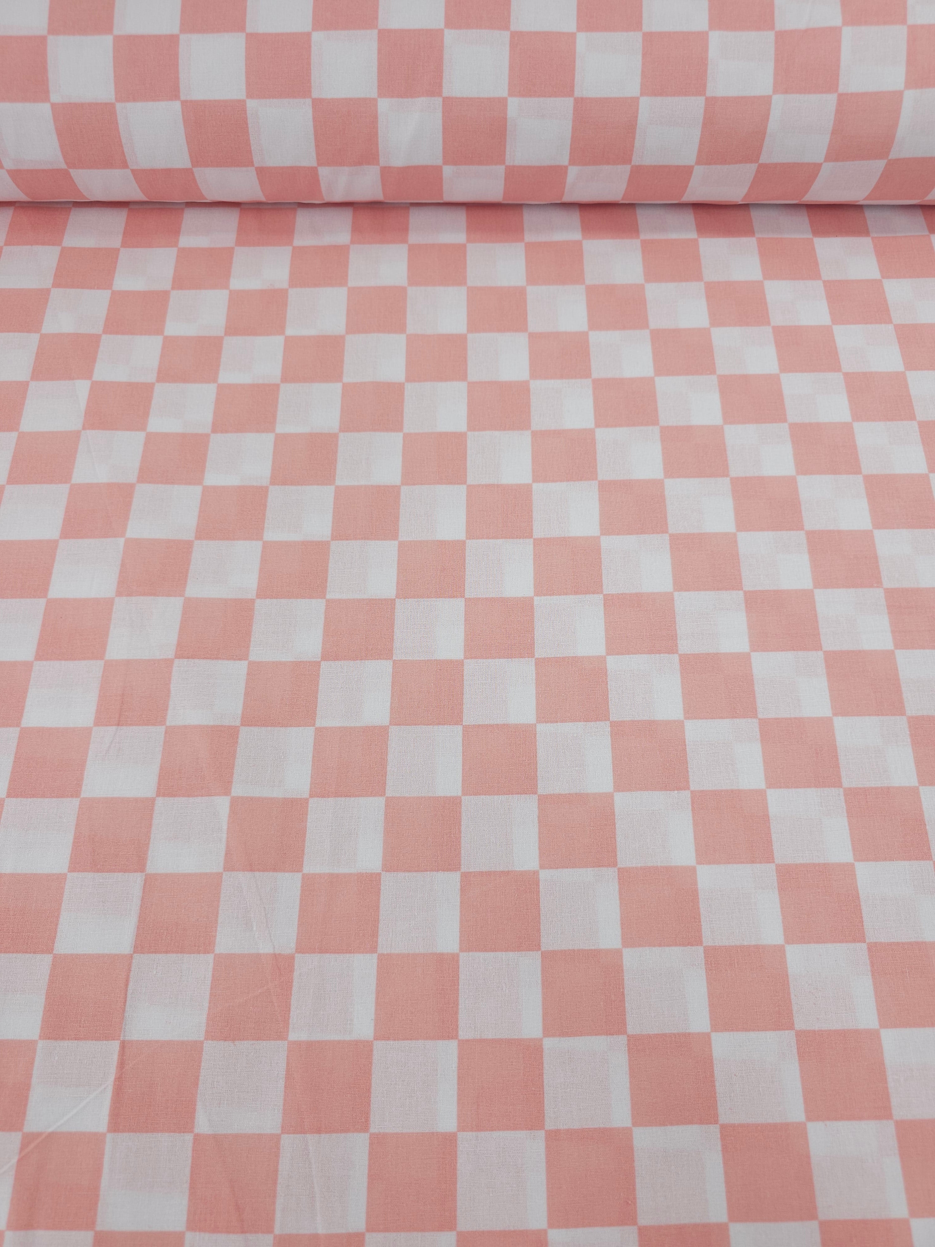 Candy Pink Checkerboard 100% Cotton 102" *EXTRA WIDE*