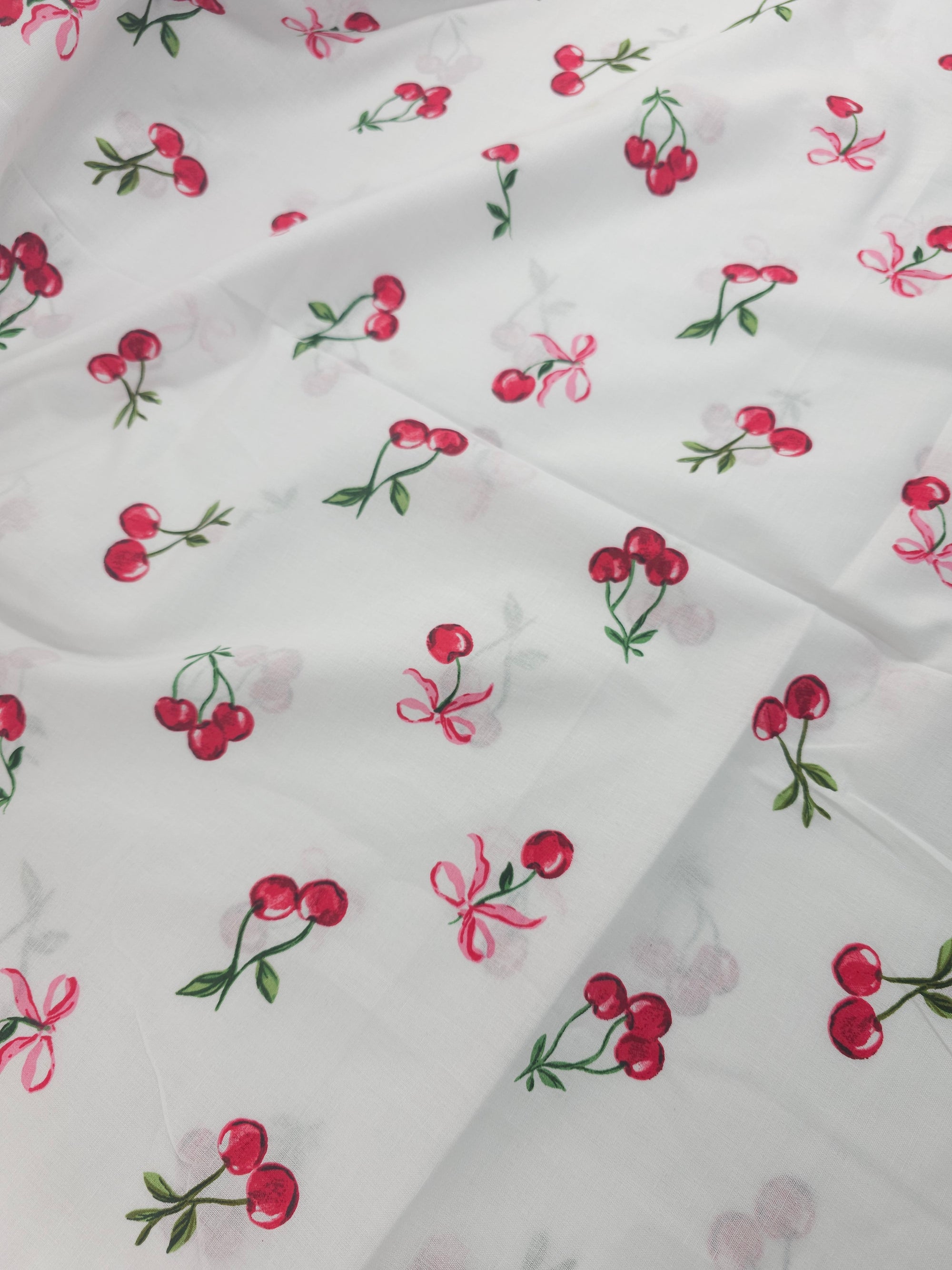 Cherry Bow 100% Cotton 102” *EXTRA WIDE*