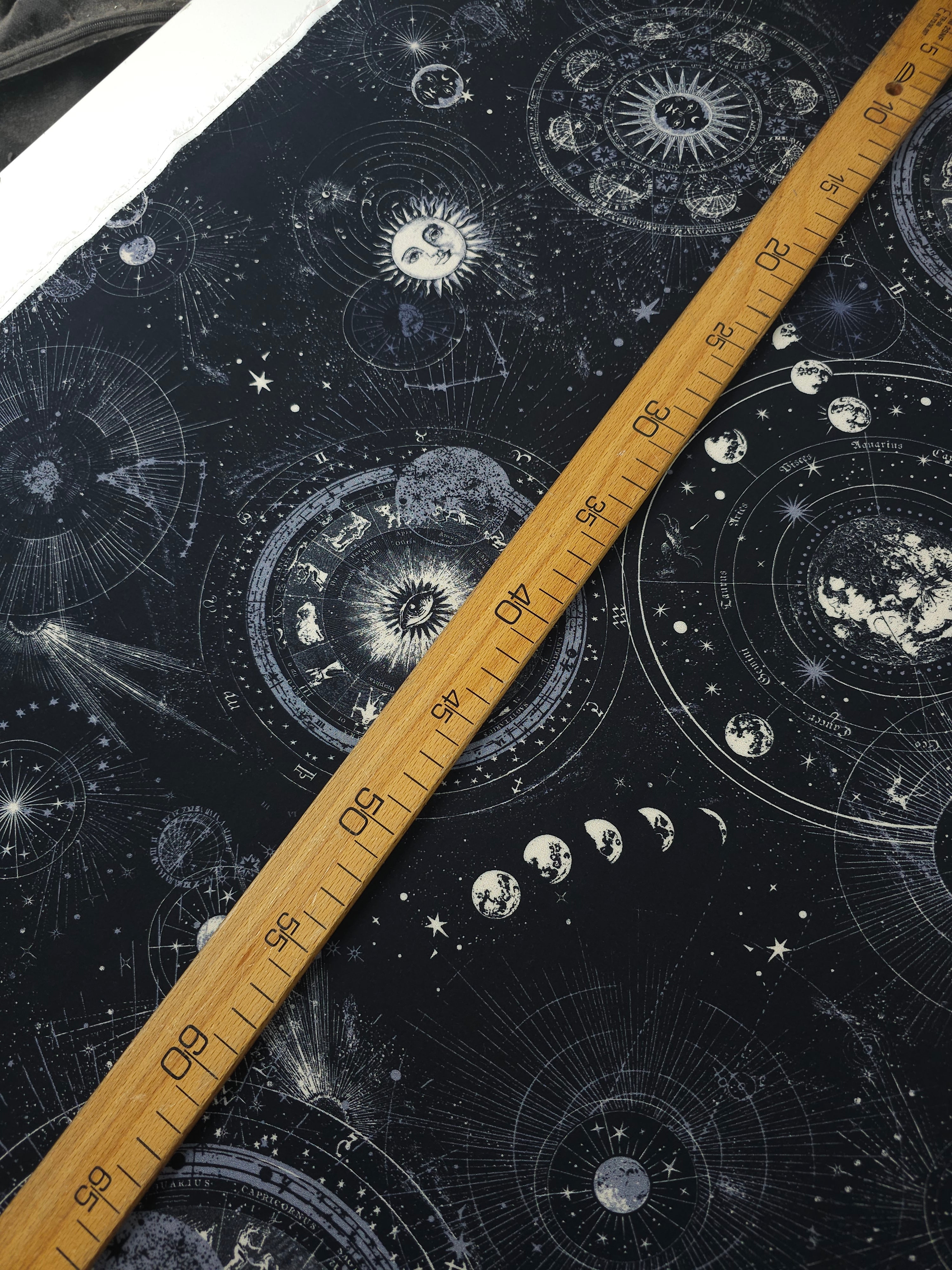 Celestial Moon Phase Horoscope Viscose Challis *Disturbia*