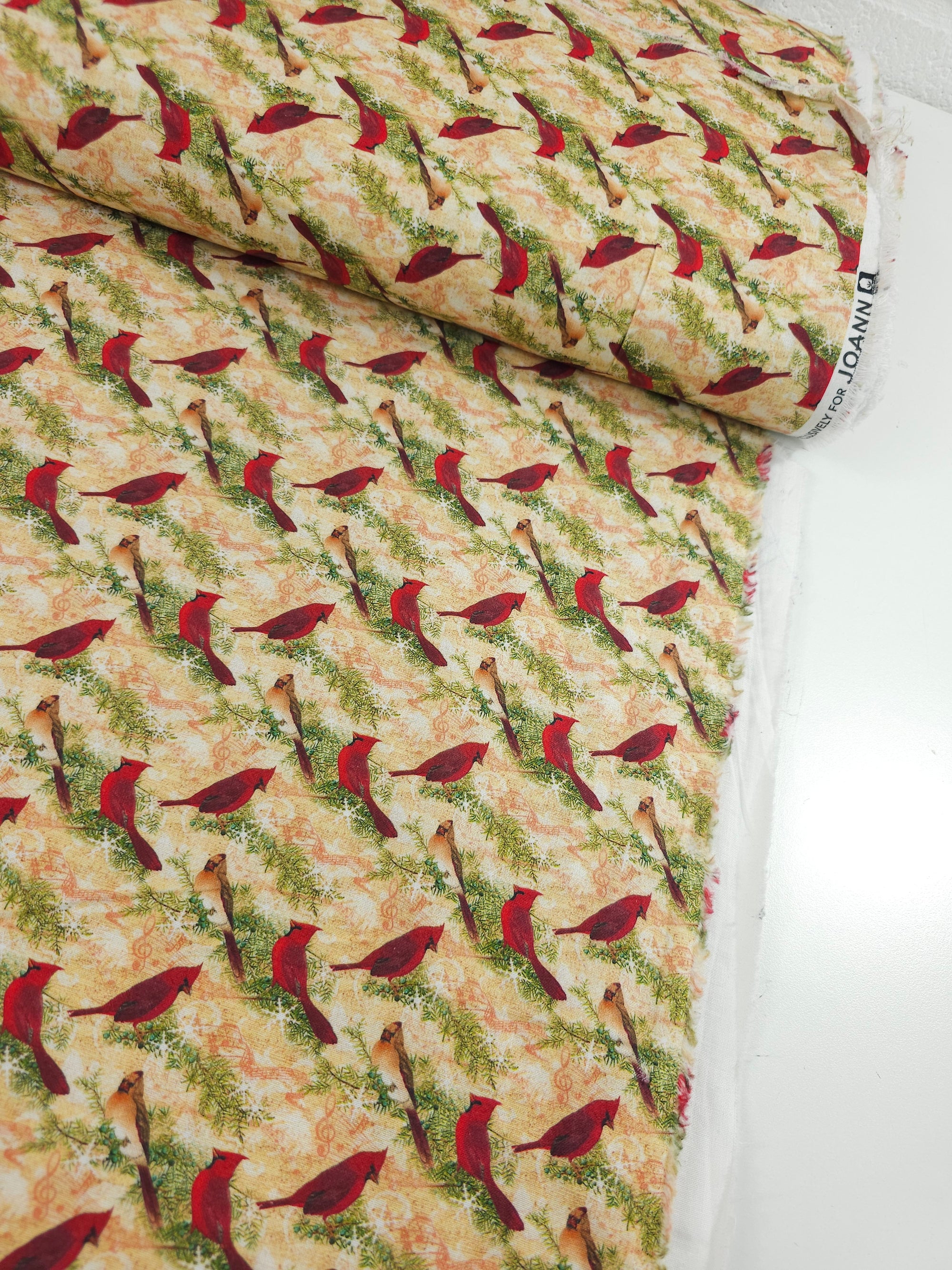 Christmas Musical Cardinals 100% Cotton - Joann