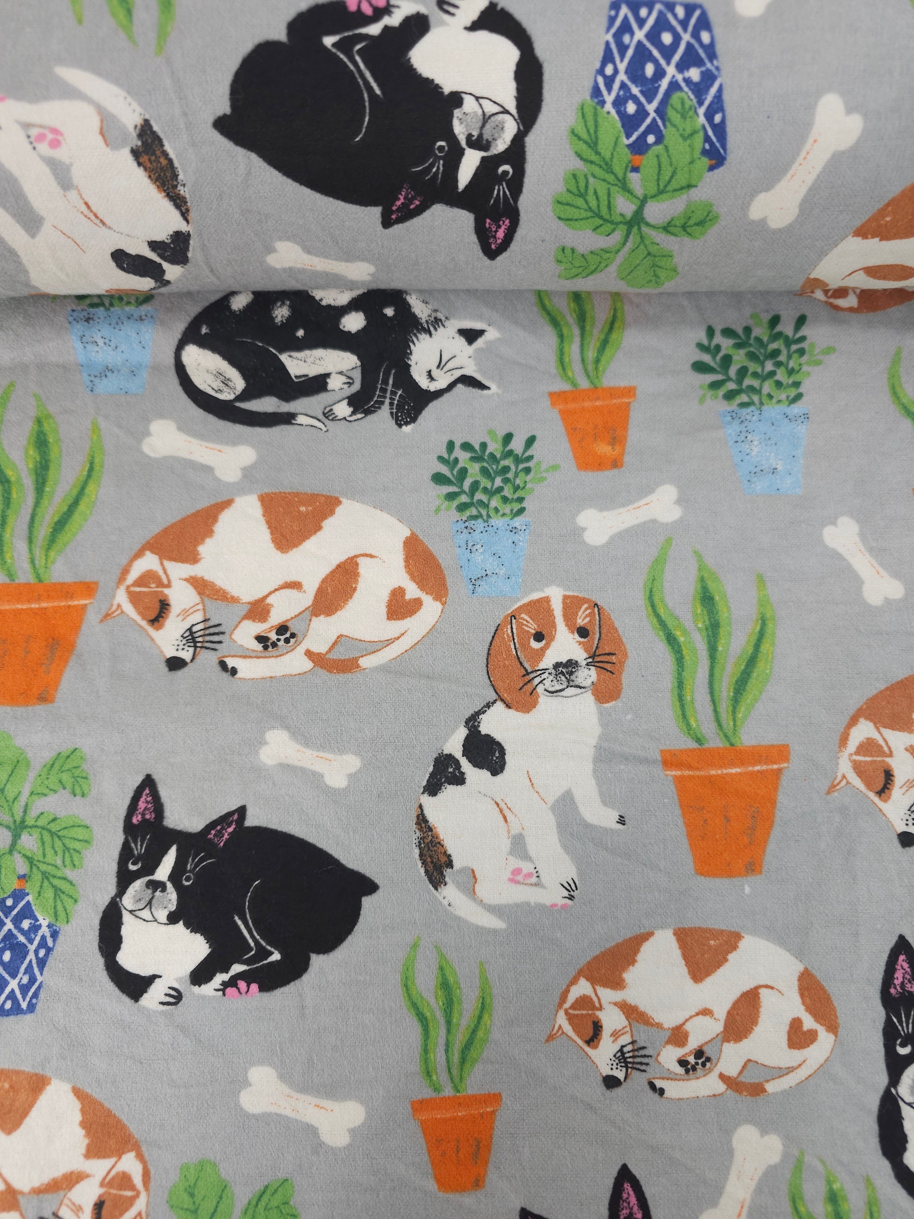 Dog Plant Lightweight Flannel Cotton